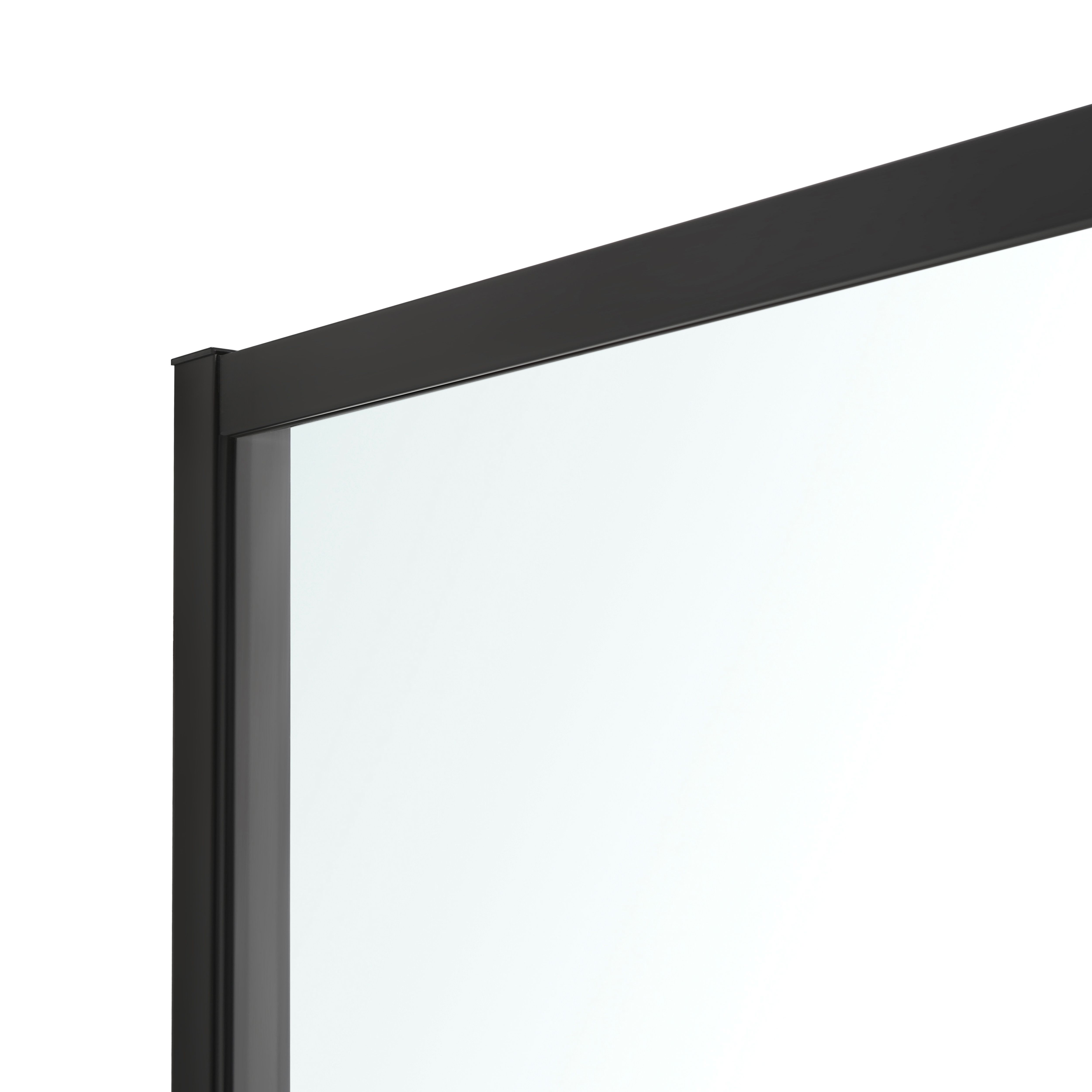 GoodHome Ahti Matt Black Textured Minimal frame Walk-in Wet room glass screen Printed with aluminium grid (H)195cm (W)119cm