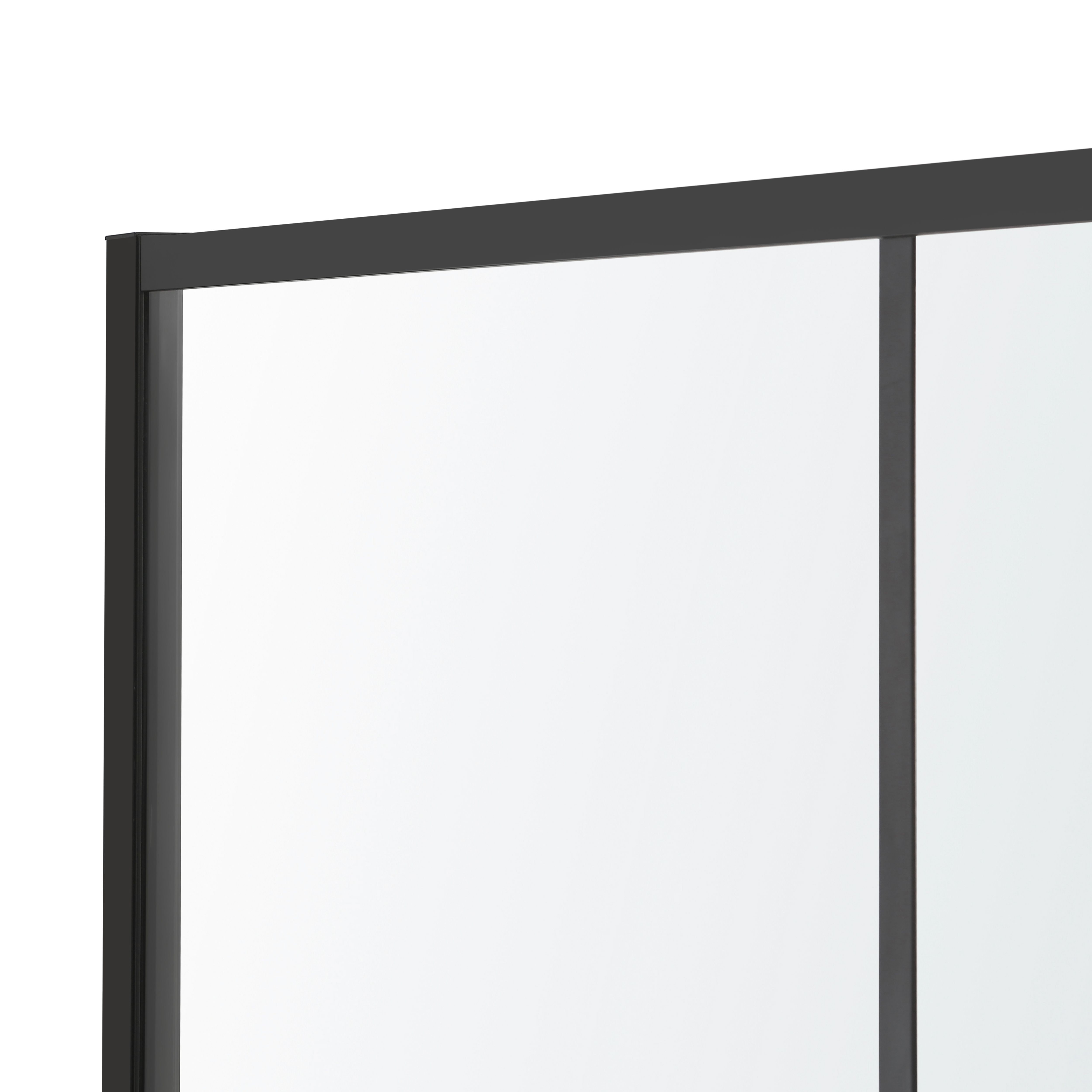 GoodHome Ahti Minimal frame Black Clear Printed glass with aluminium grid Sliding Shower door (H)195cm (W)120cm