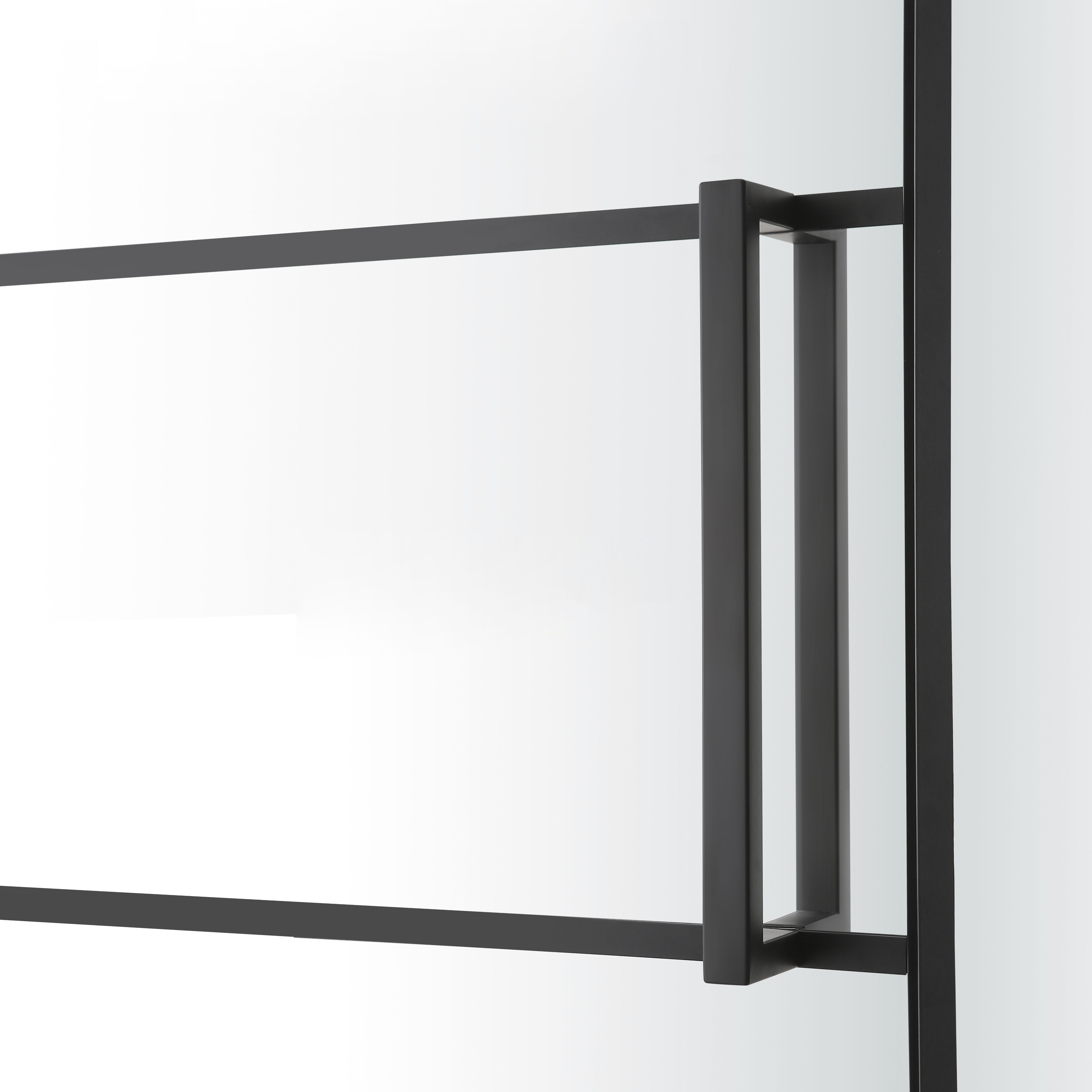 GoodHome Ahti Minimal frame Black Clear Printed glass with aluminium grid Sliding Shower door (H)195cm (W)120cm