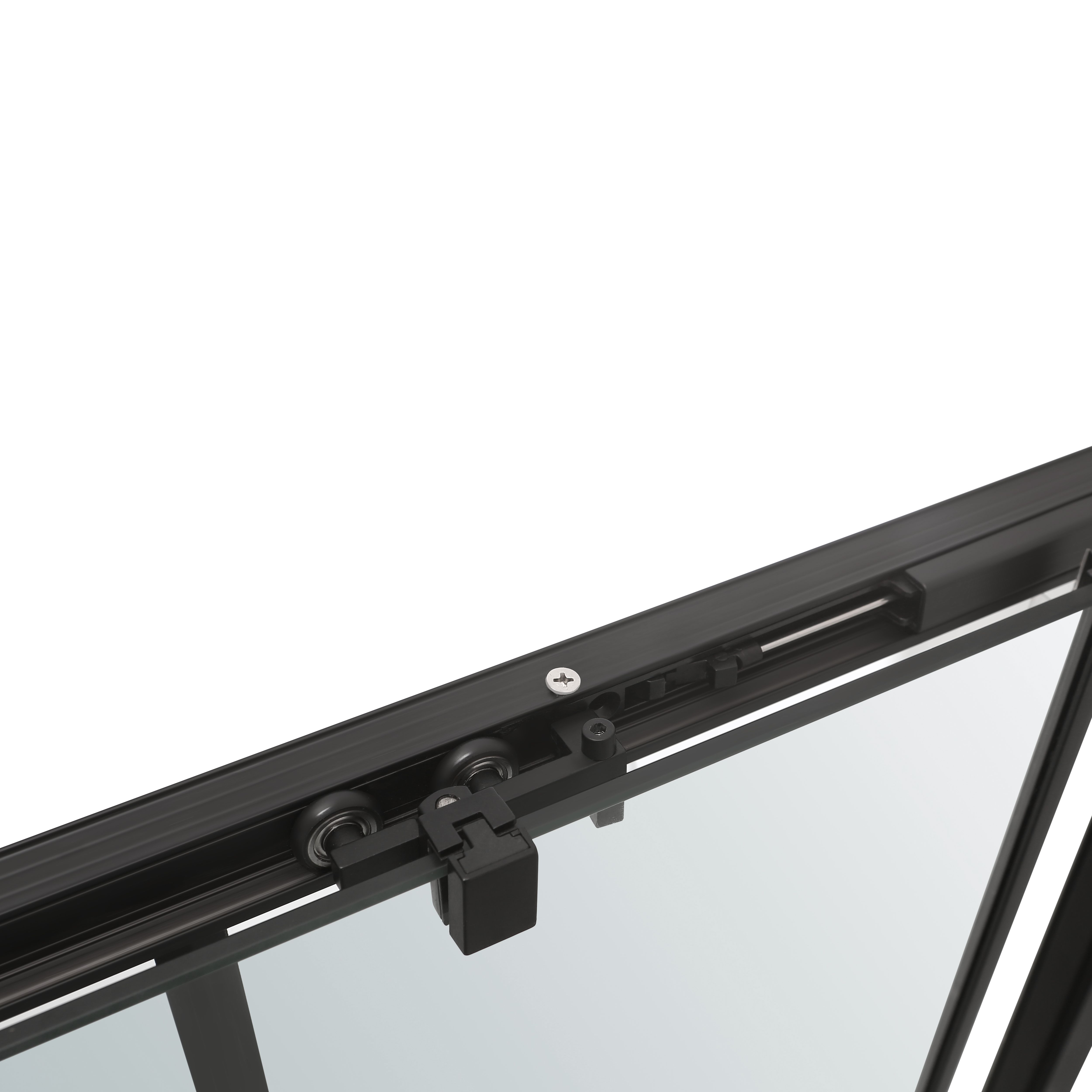 GoodHome Ahti Minimal frame Black Clear Printed glass with aluminium grid Sliding Shower door (H)195cm (W)120cm