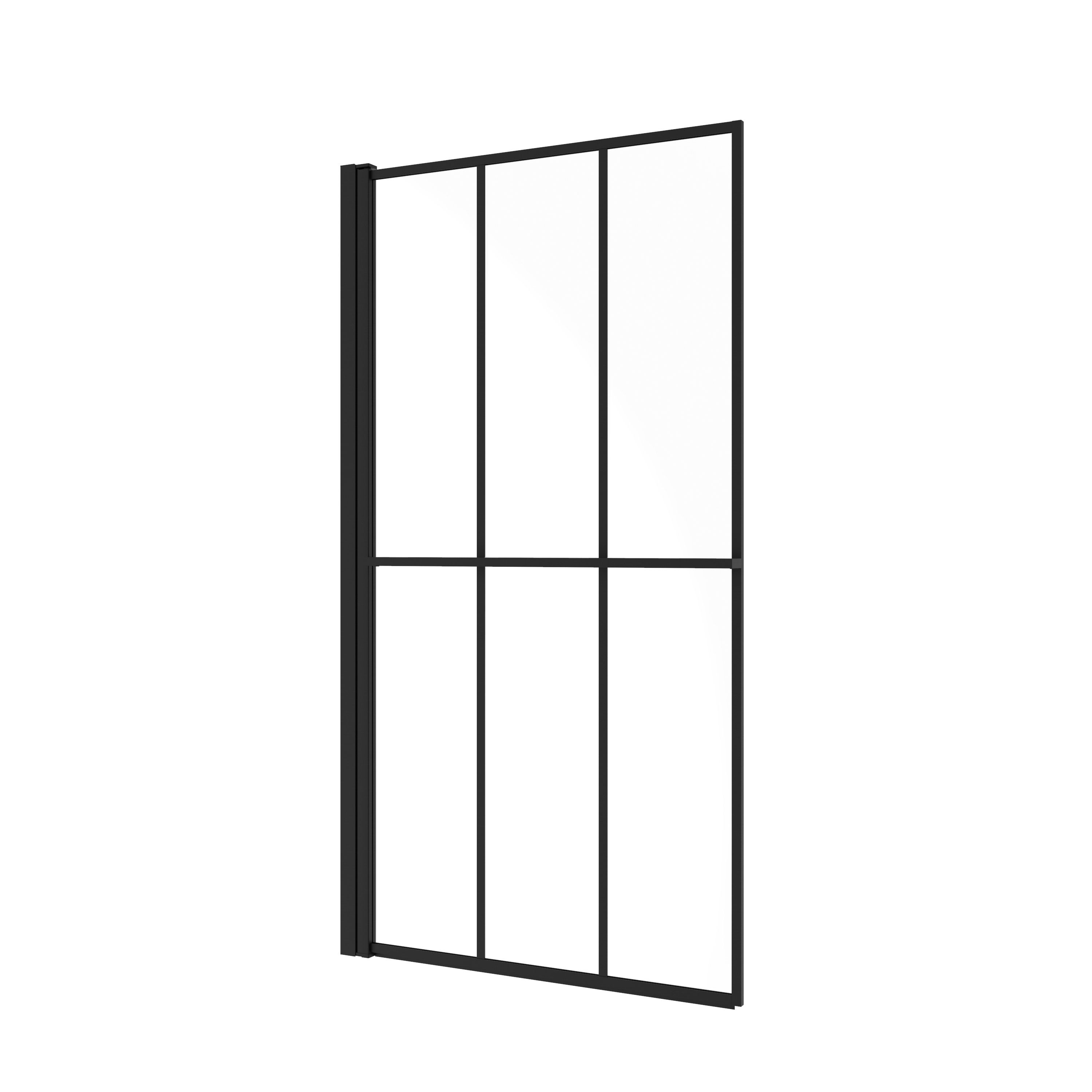 GoodHome Ahti Transparent Straight 1 panel Serigraphed Bath screen, (W) 800mm (H) 1400mm