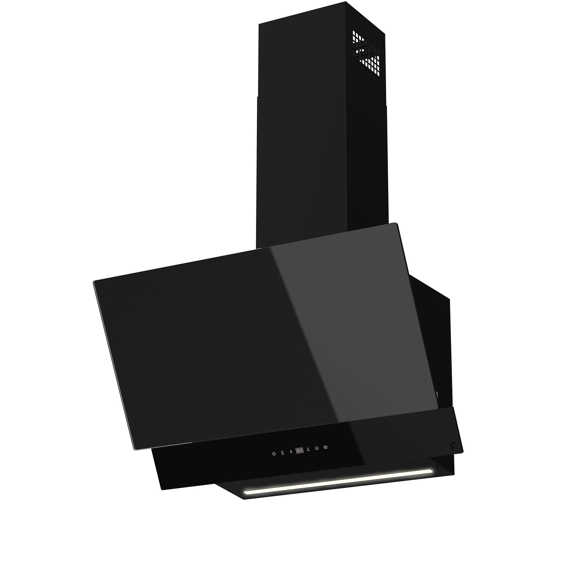 GoodHome AirSensor GHAG60ASBL Black steel & glass Angled Cooker hood (W)59.8cm - Gloss