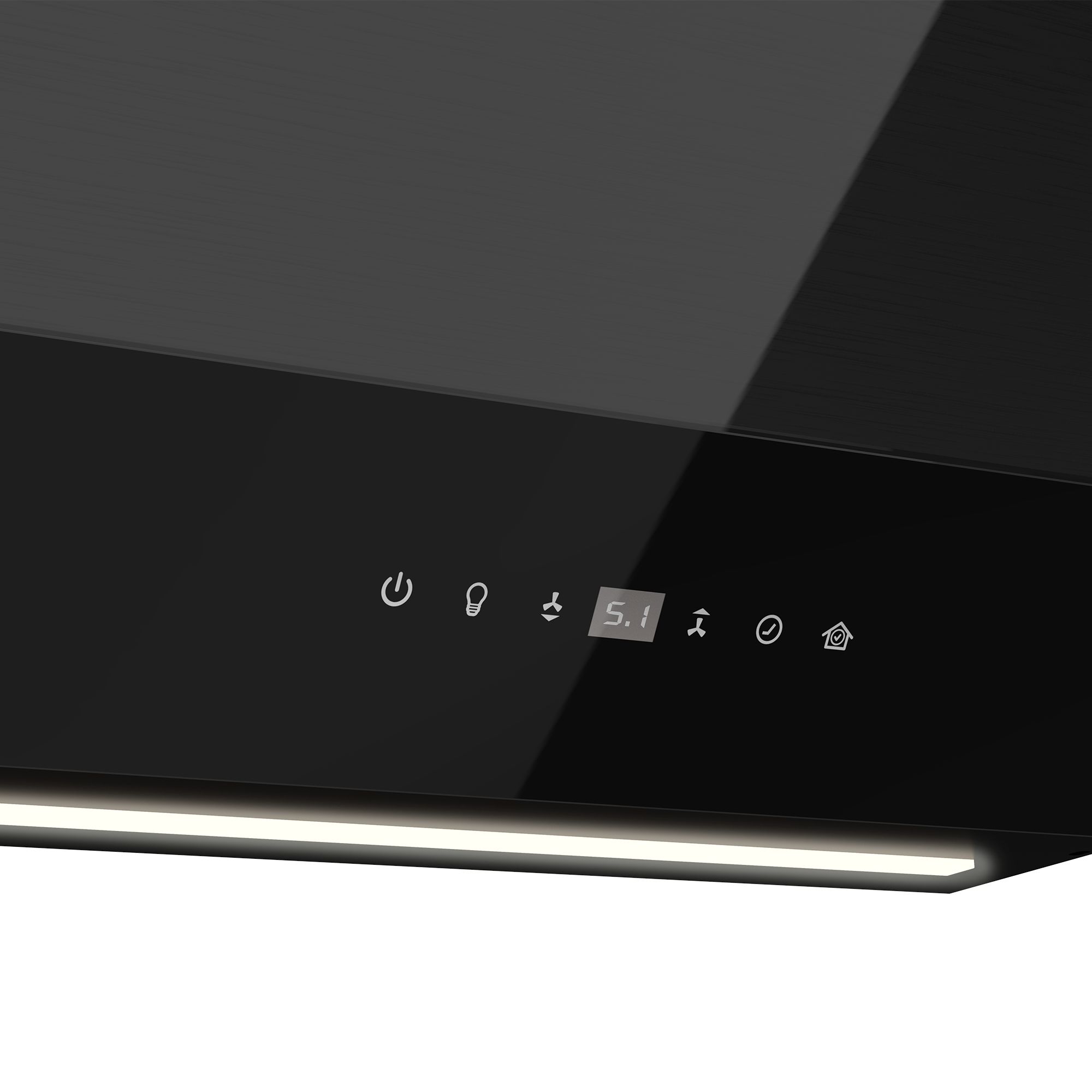 GoodHome AirSensor GHAG90ASBL Black steel & glass Angled Cooker hood (W)89.8cm - Gloss black