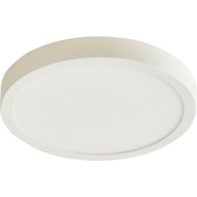 GoodHome Aius Round Brushed Metal & plastic White LED Ceiling light (Dia)21.5cm