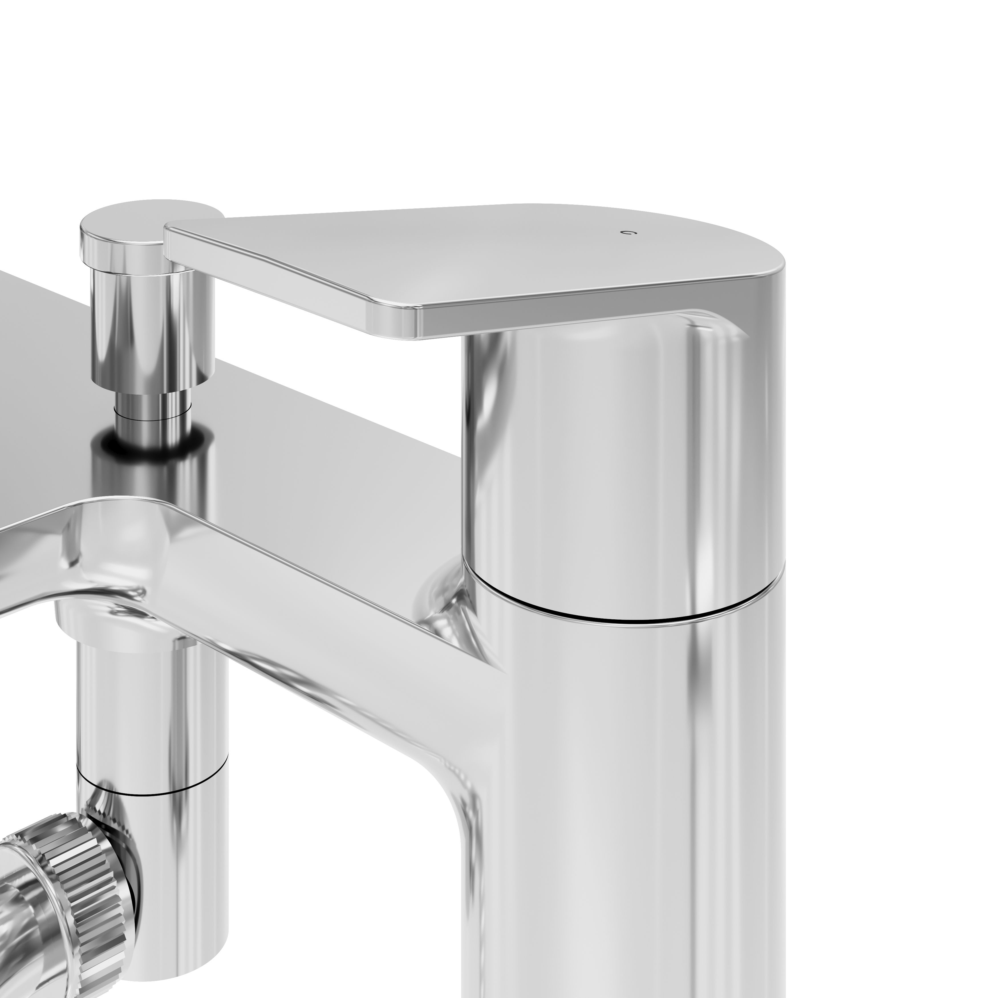 GoodHome Ajeeta Gloss Chrome effect Ceramic Deck-mounted Double Bath shower mixer tap with shower kit - 4
