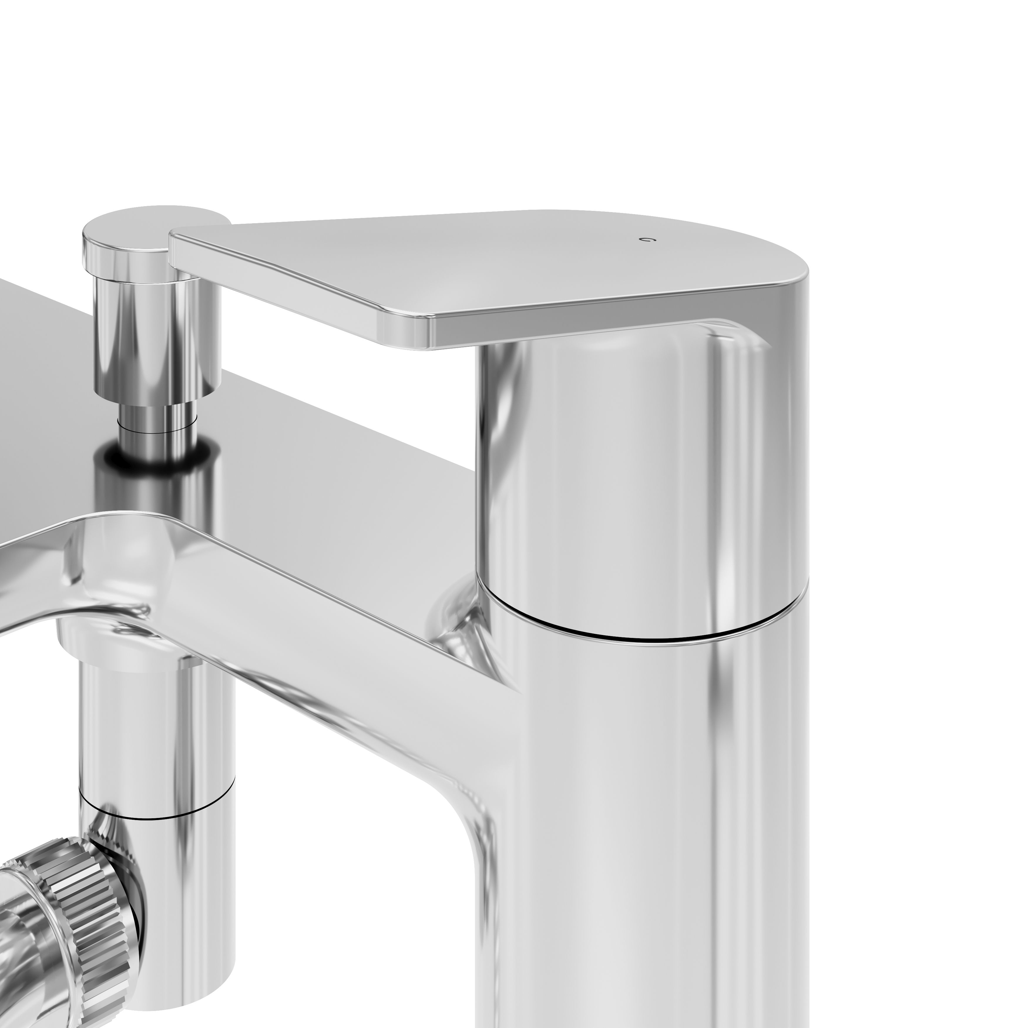 GoodHome Ajeeta Gloss Chrome effect Ceramic Deck-mounted Double Bath shower mixer tap with shower kit