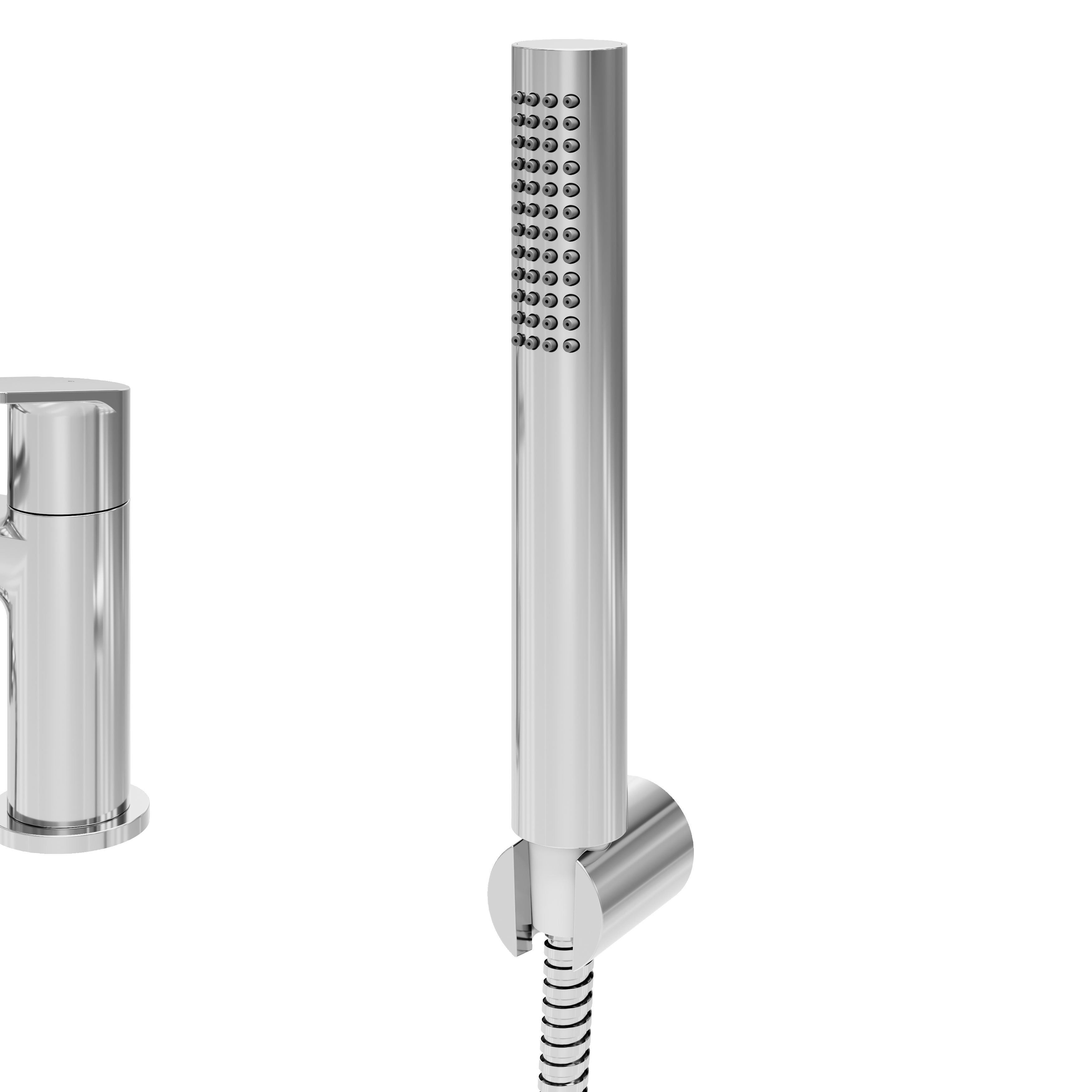 GoodHome Ajeeta Gloss Chrome effect Ceramic Deck-mounted Double Bath shower mixer tap with shower kit - 5