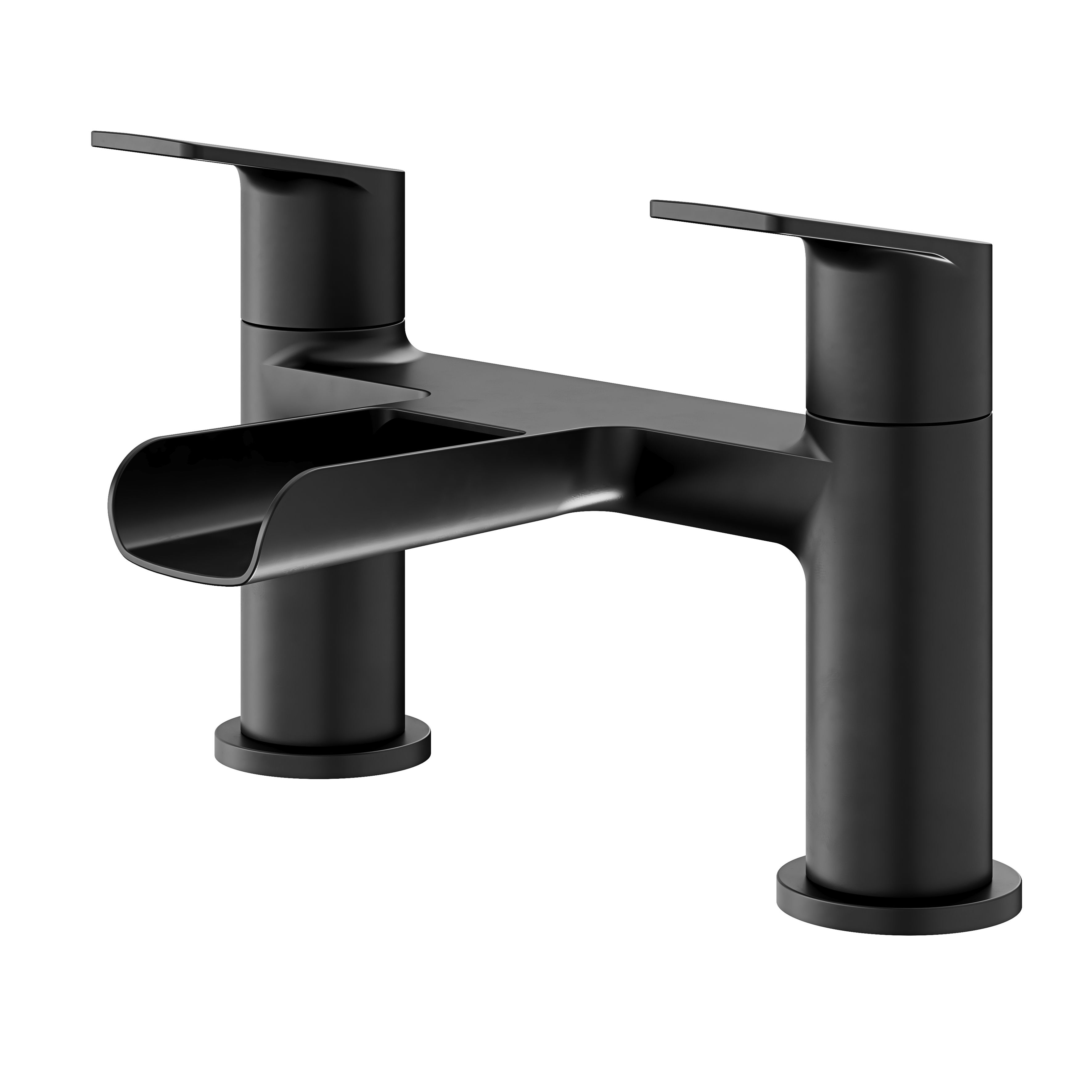 GoodHome Ajeeta Matt Black Deckmounted Manual Single Bath Filler Tap
