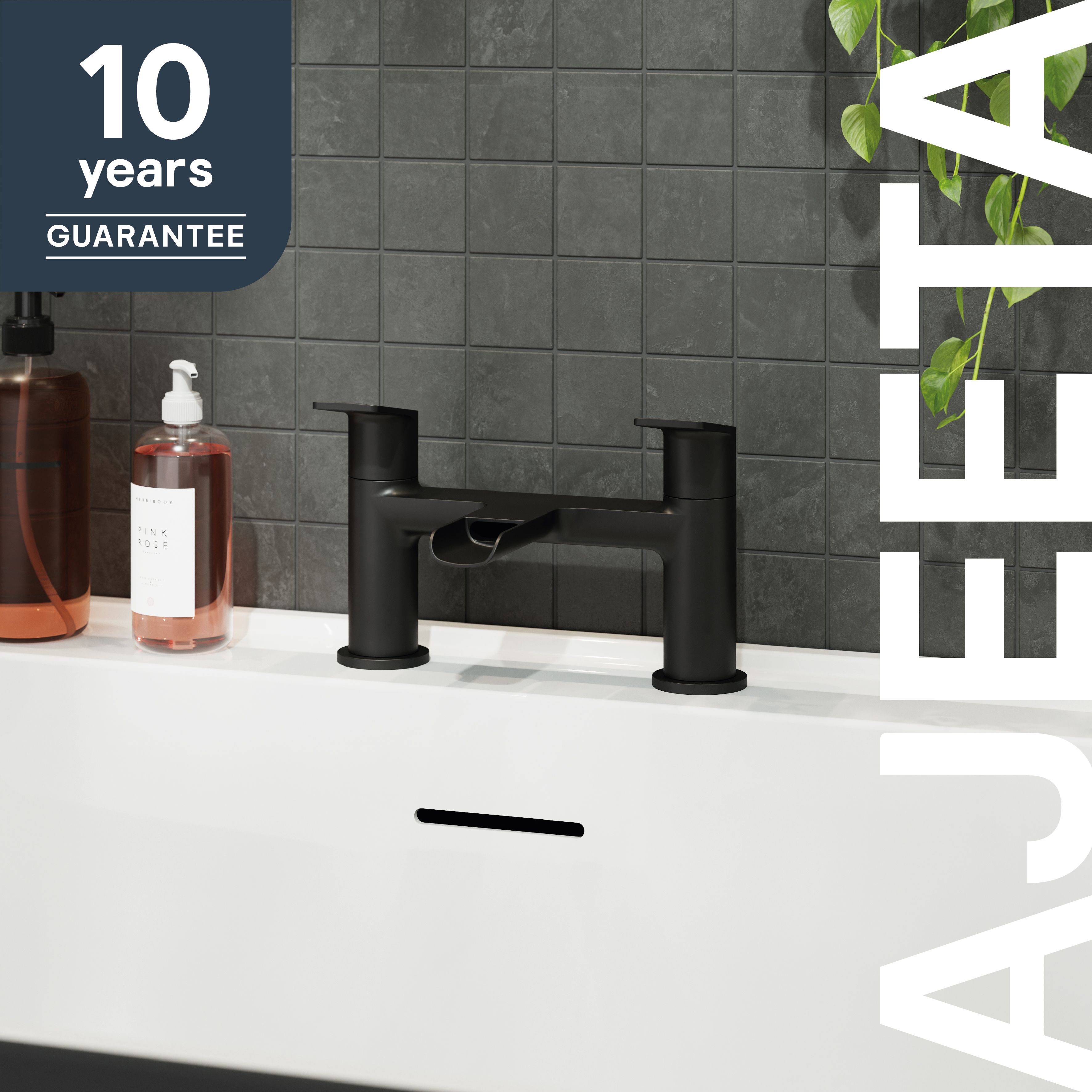 GoodHome Ajeeta Matt Black Deck-mounted Manual Single Bath Filler Tap - 8