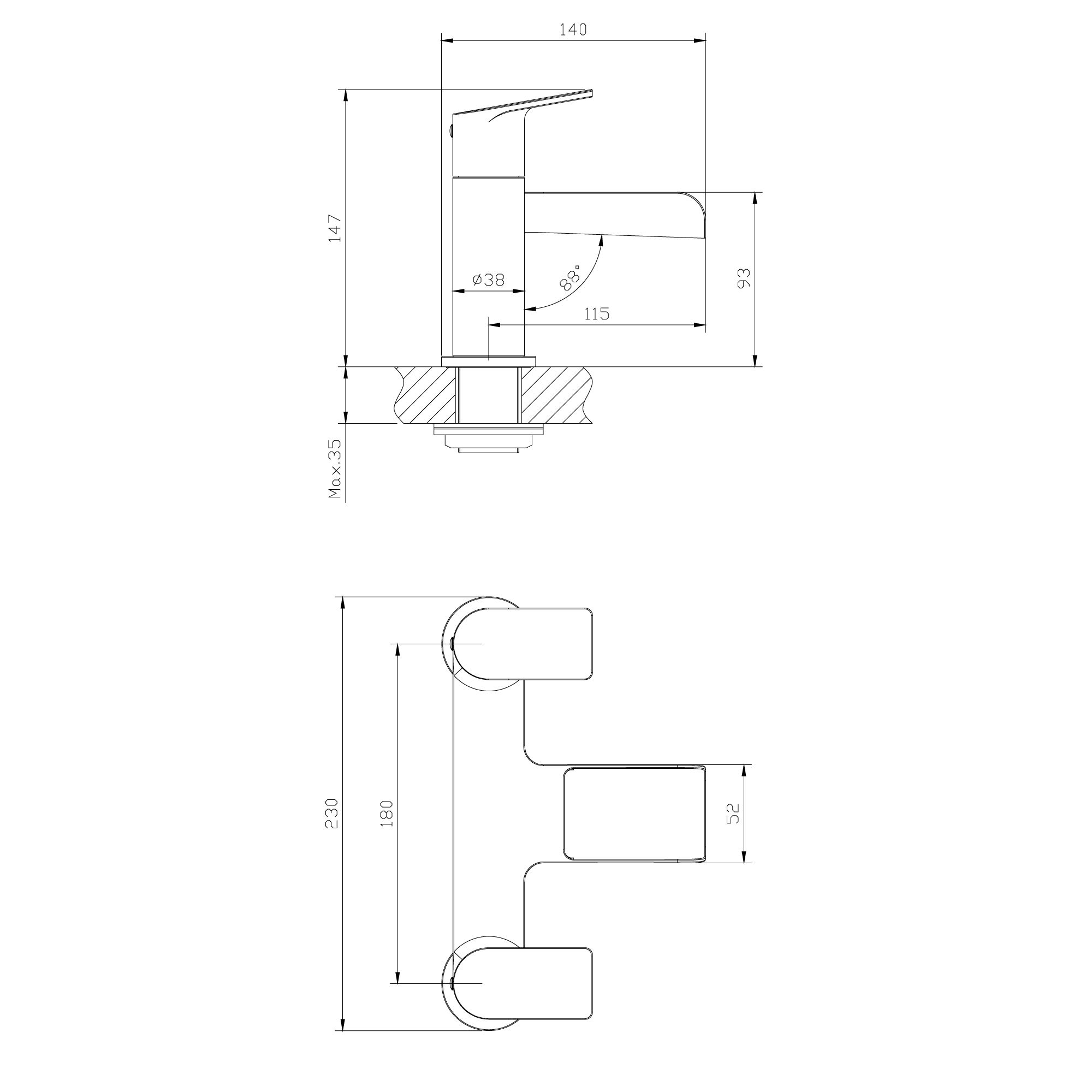 GoodHome Ajeeta Matt Black Deck-mounted Manual Single Bath Filler Tap - 5