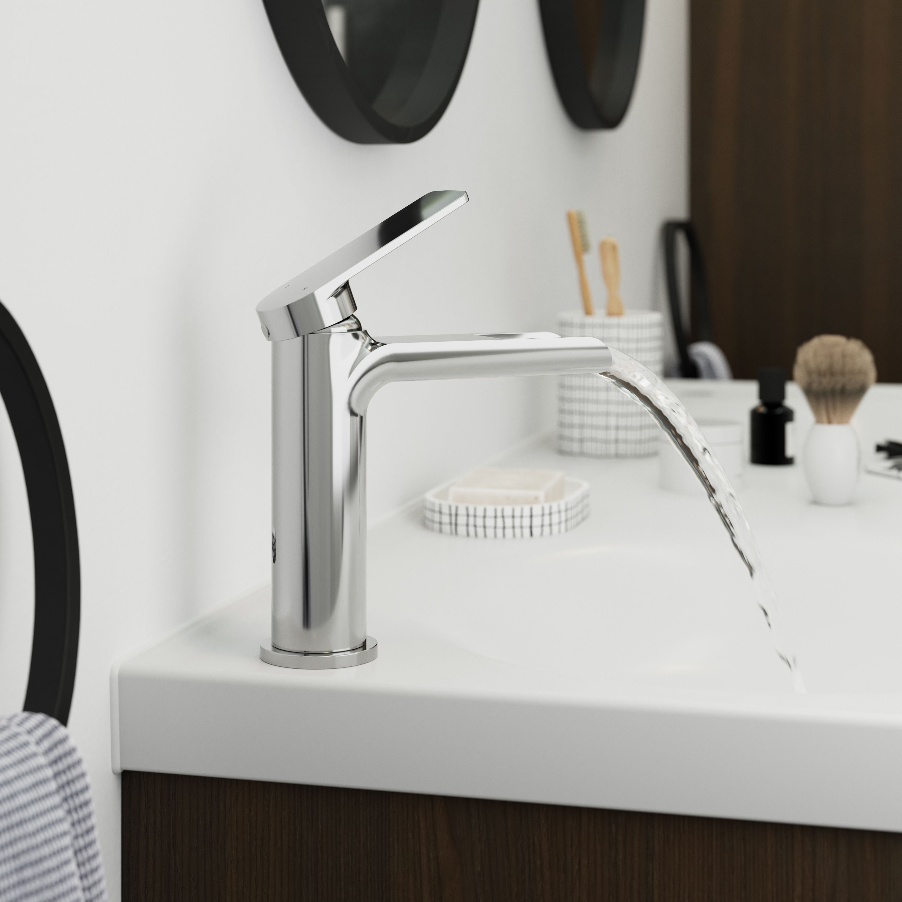 GoodHome Ajeeta Medium Matt Black Round Manual Basin Mixer Tap - 11