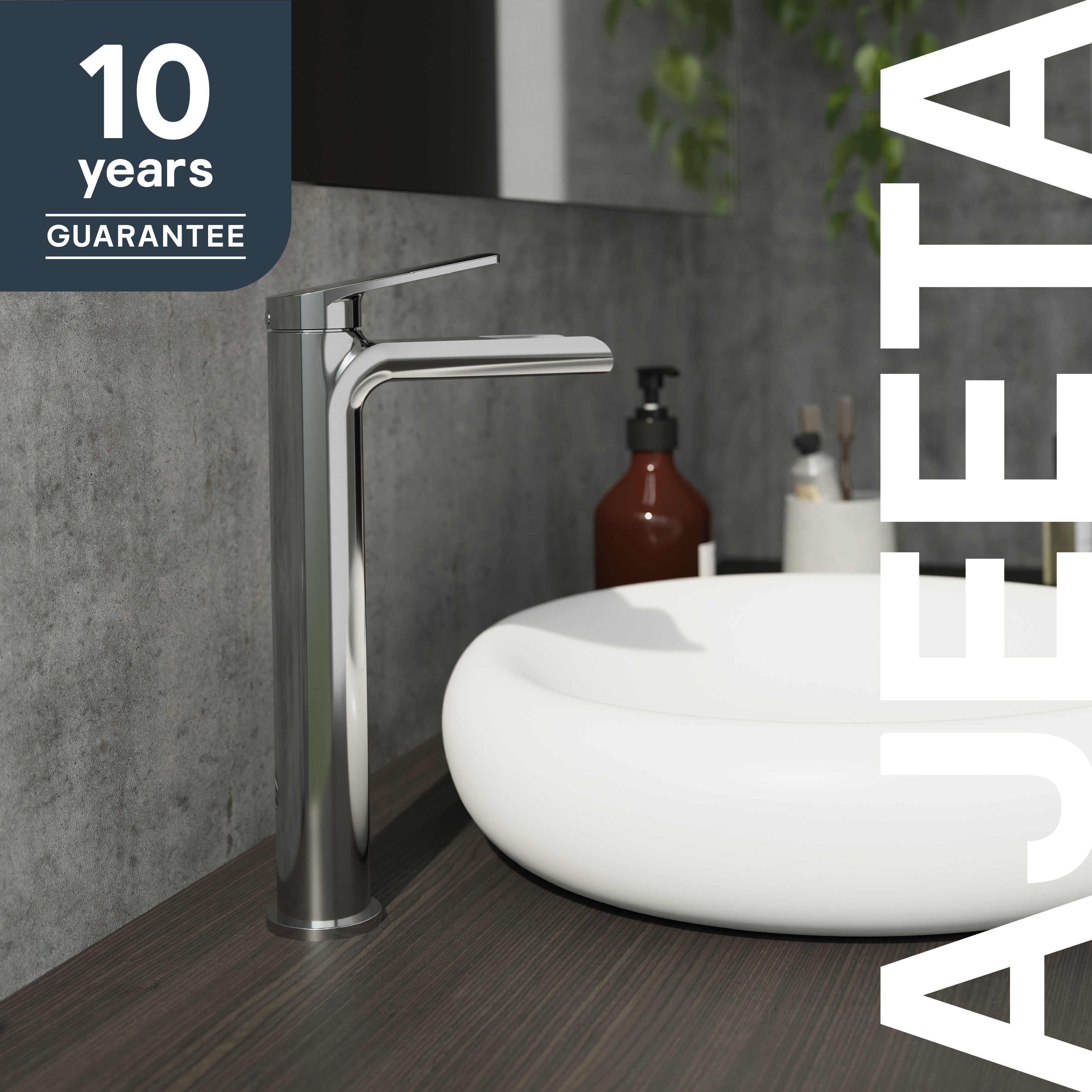 GoodHome Ajeeta Tall Gloss Chrome effect Round Manual Basin Mixer Tap - 10