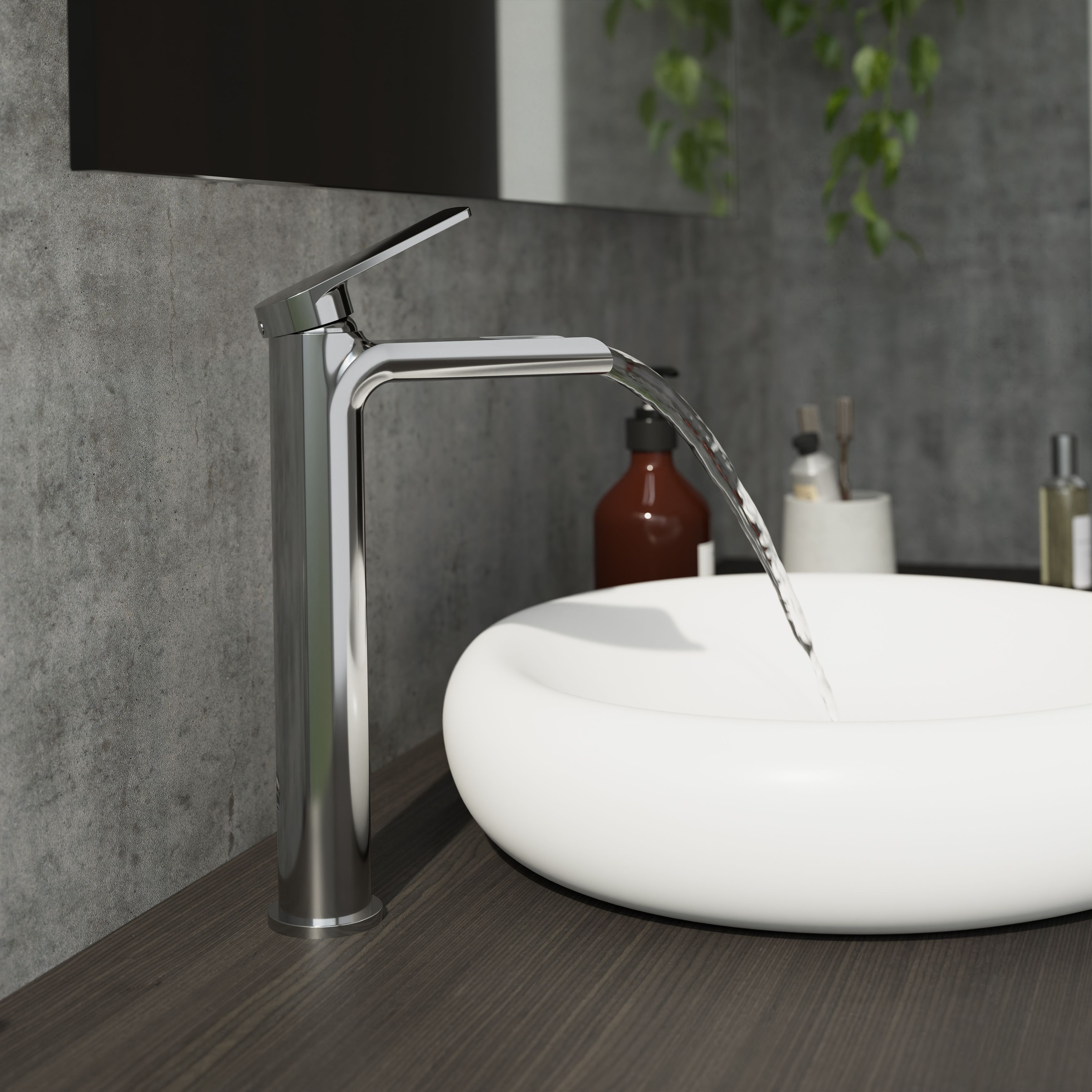 GoodHome Ajeeta Tall Gloss Chrome effect Round Manual Basin Mixer Tap - 9