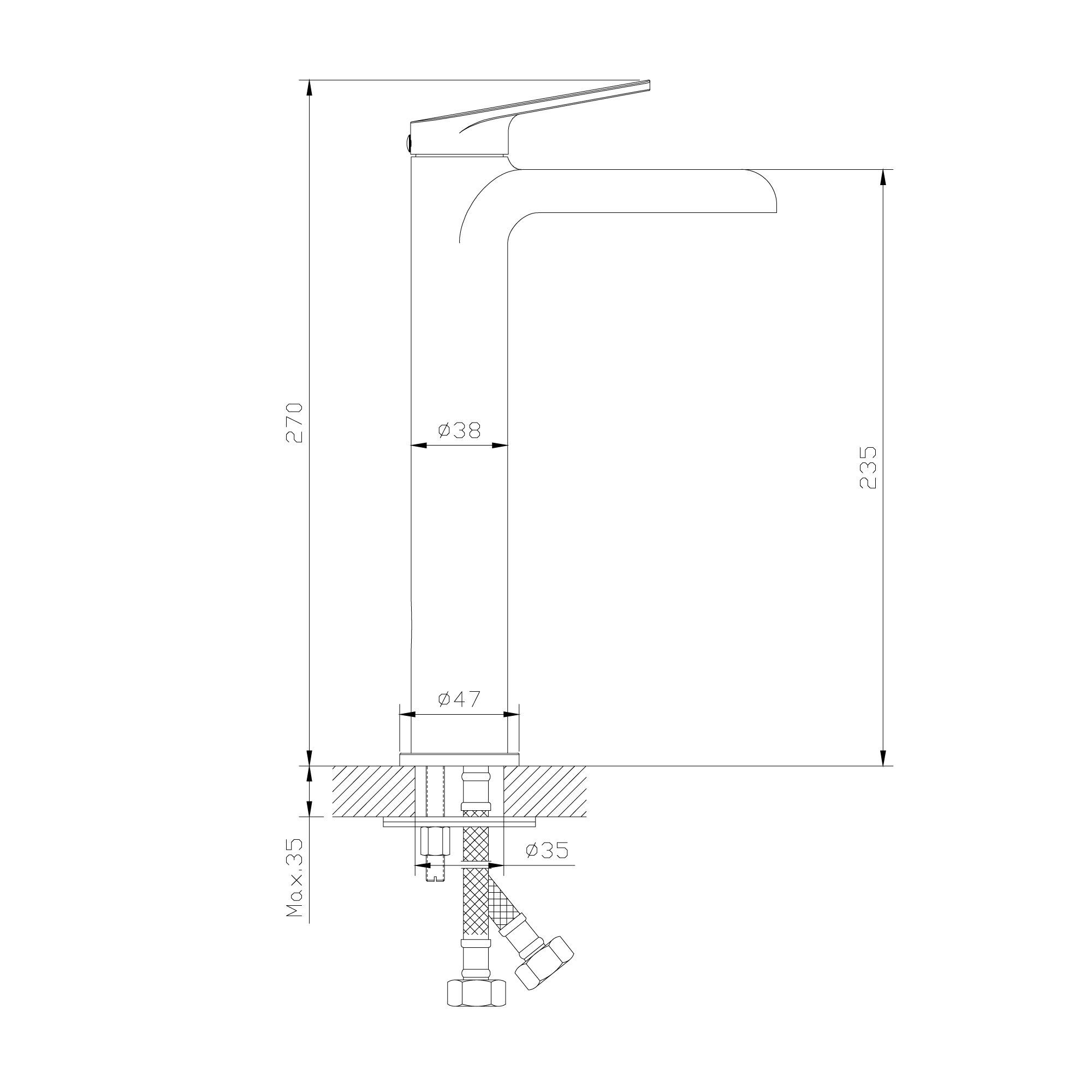 GoodHome Ajeeta Tall Matt Black Round Manual Basin Mixer Tap - 7