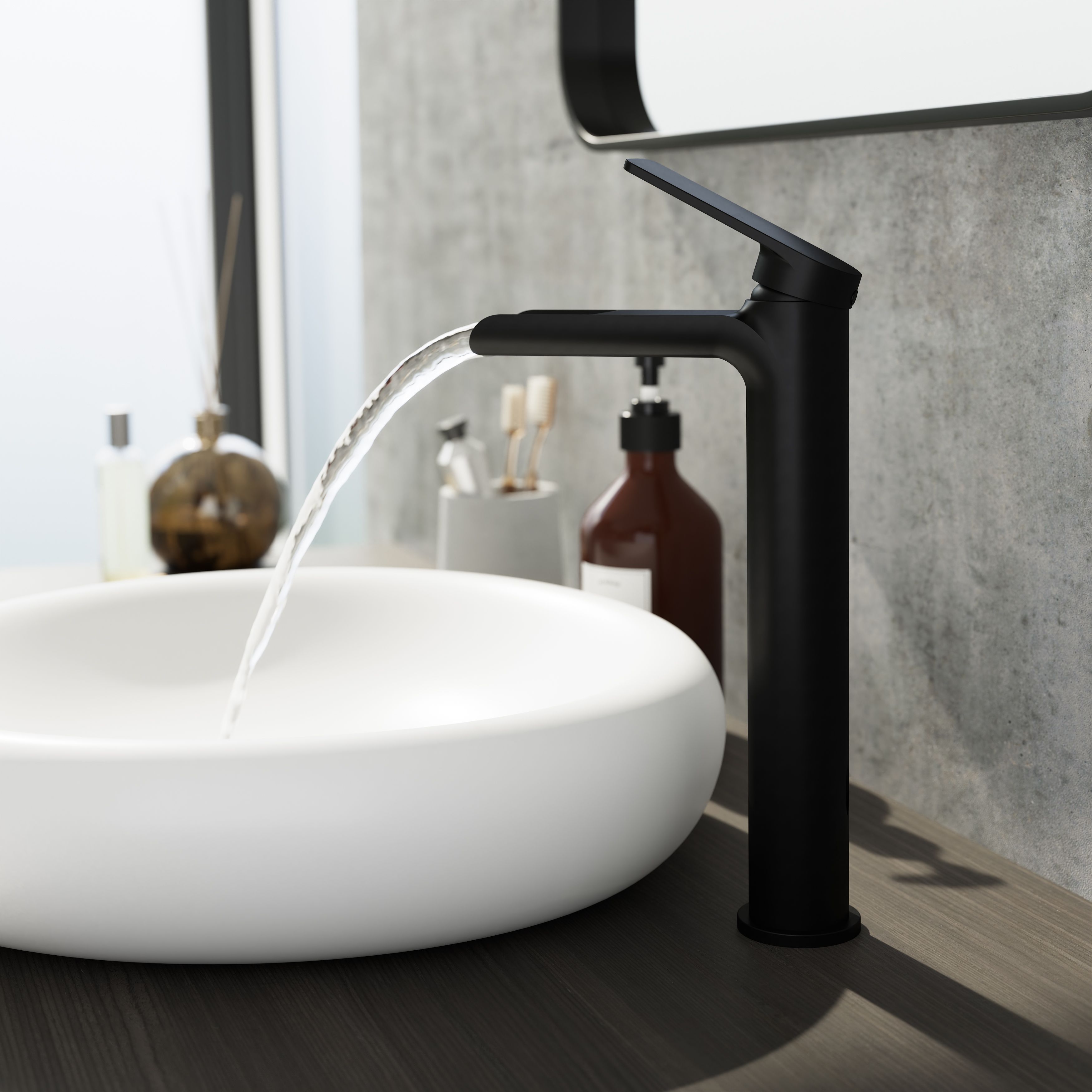 GoodHome Ajeeta Tall Matt Black Round Manual Basin Mixer Tap - 9