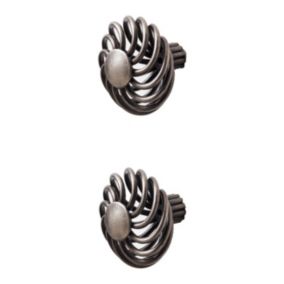 GoodHome Ajika Pewter effect Silver Kitchen cabinets Round Pull Handle (L)4.5cm (D)38mm, Pack of 2