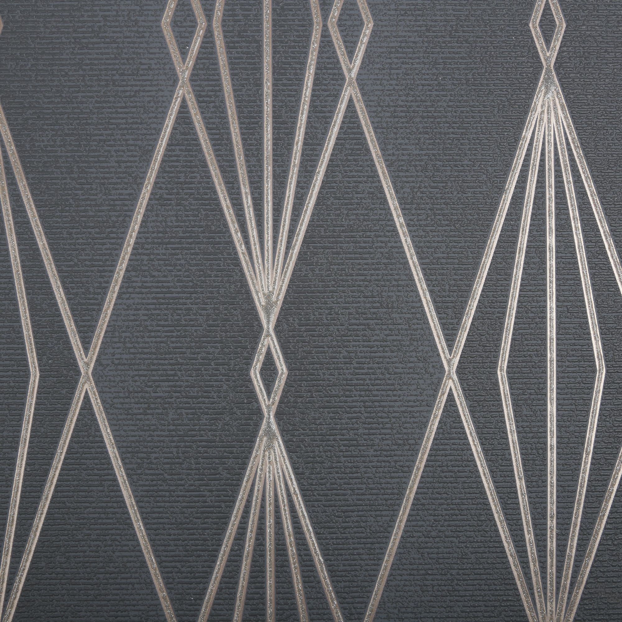 GoodHome Ajuga Charcoal Rose gold effect Art deco Textured Wallpaper Sample