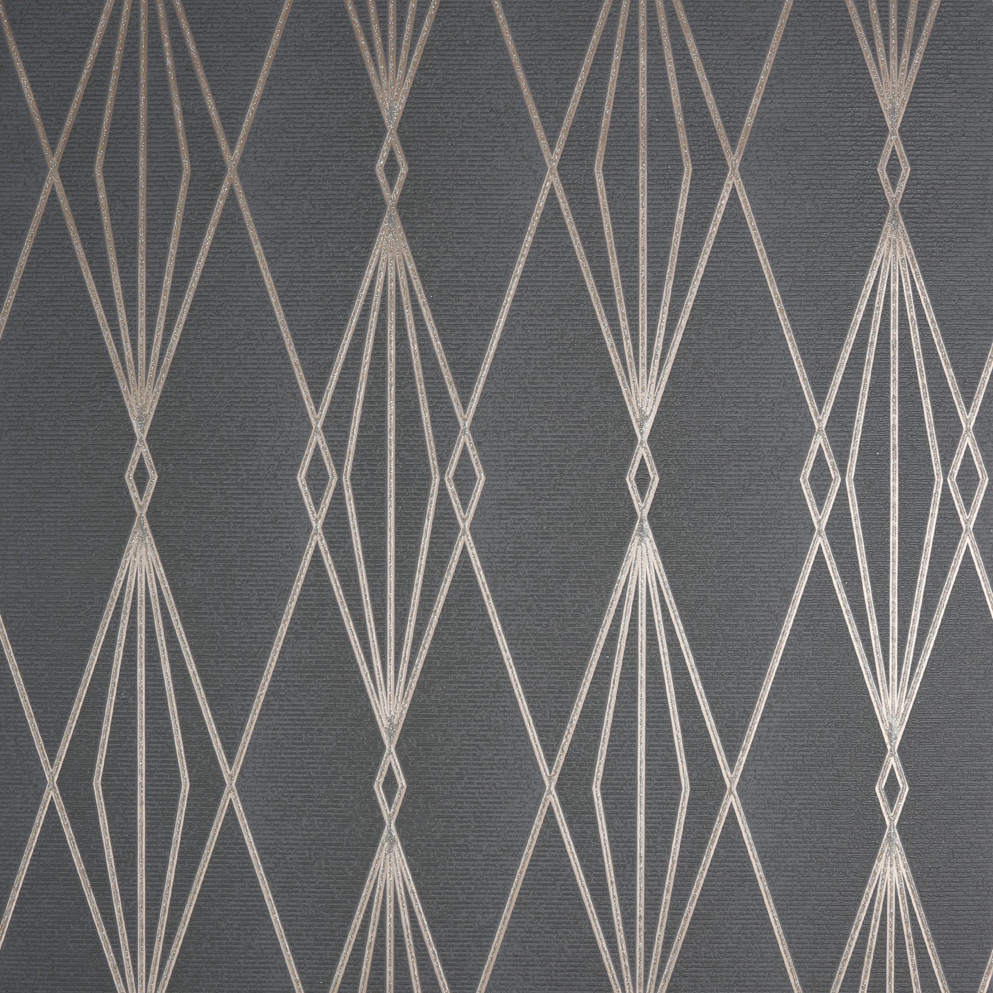 GoodHome Ajuga Charcoal Rose gold effect Art deco Textured Wallpaper Sample