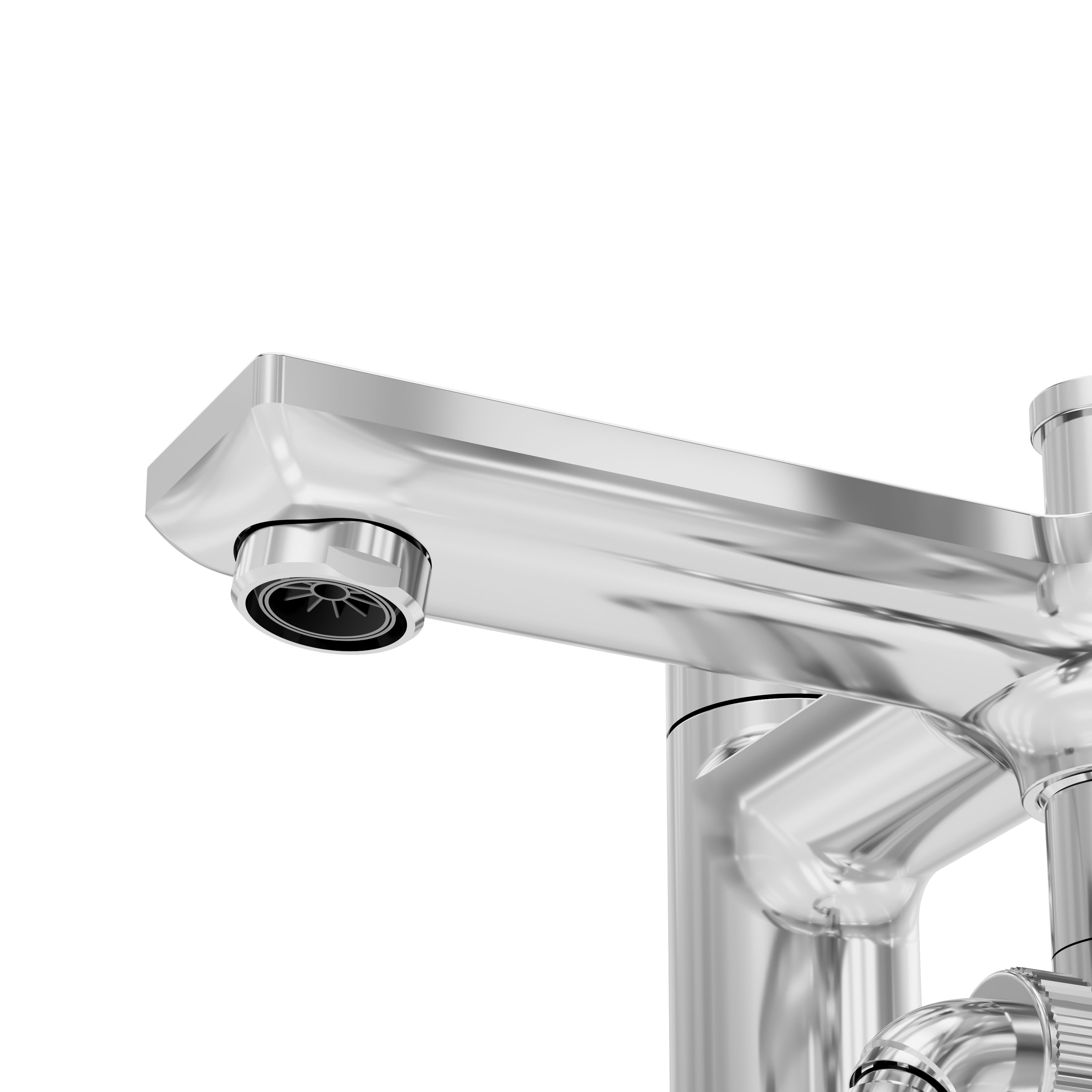 GoodHome Akita Gloss Chrome effect Ceramic Deck-mounted Double Bath shower mixer tap with shower kit - 3