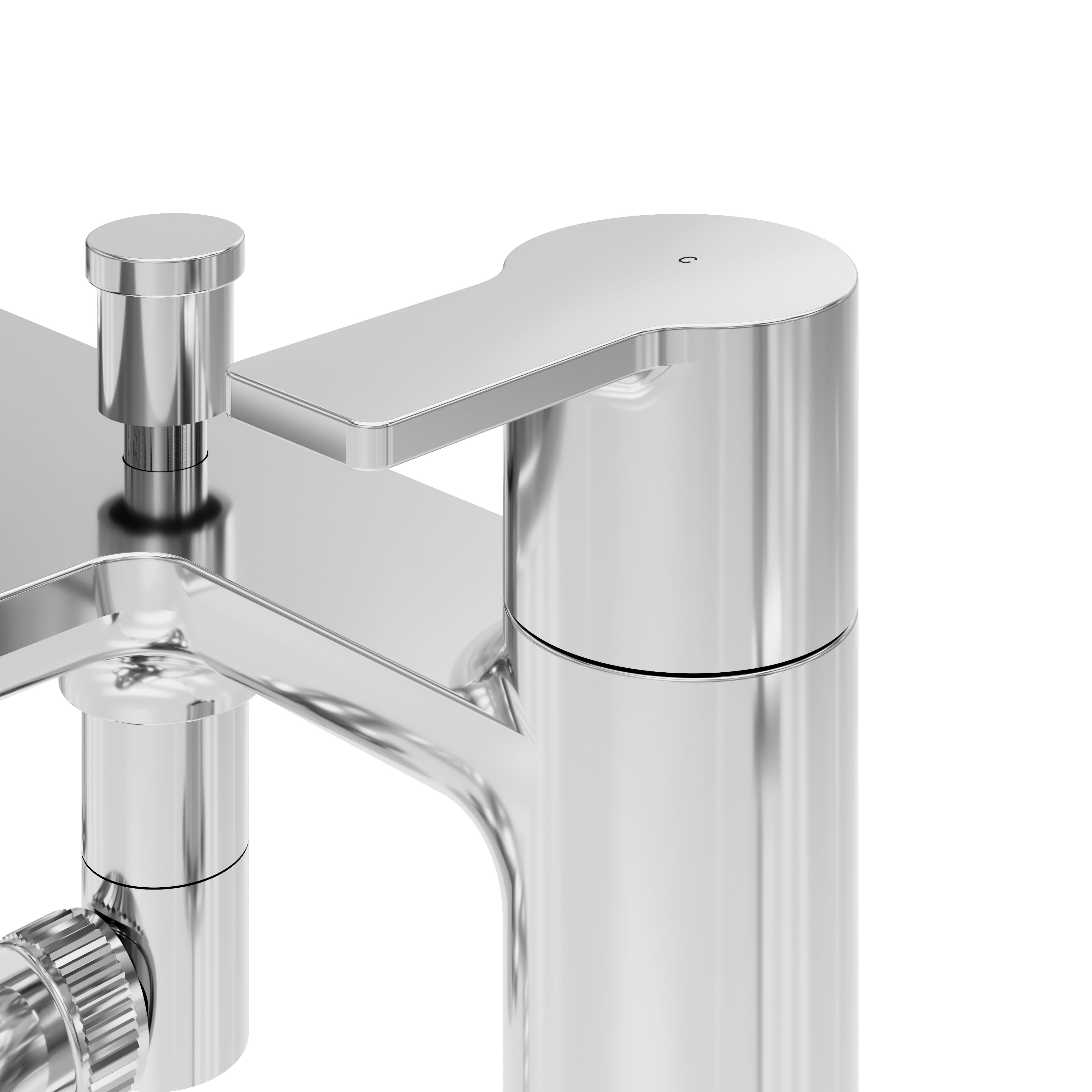 GoodHome Akita Gloss Chrome effect Ceramic Deck-mounted Double Bath shower mixer tap with shower kit - 4