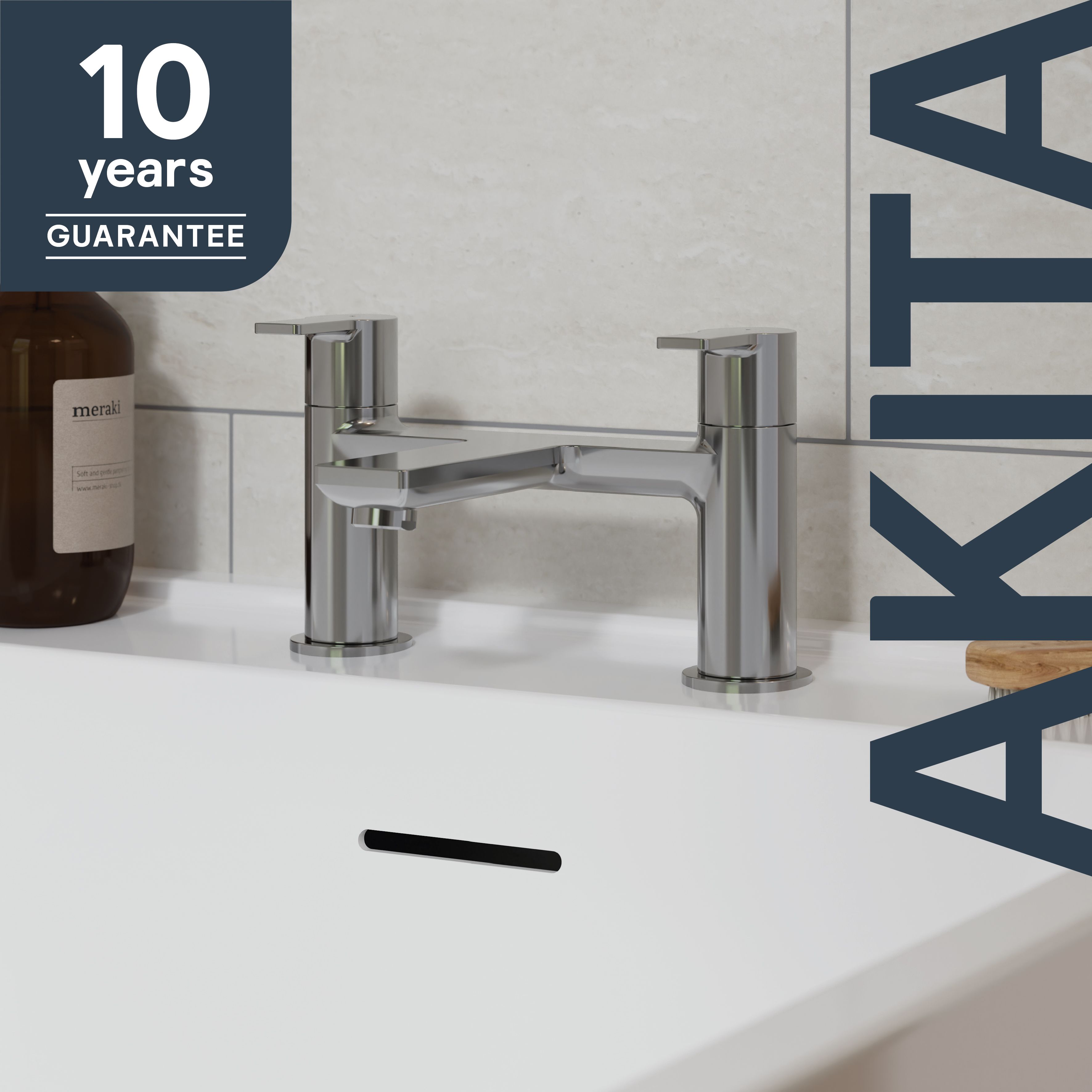 GoodHome Akita Gloss Chrome effect Deck-mounted Manual Single Bath Filler Tap - 8