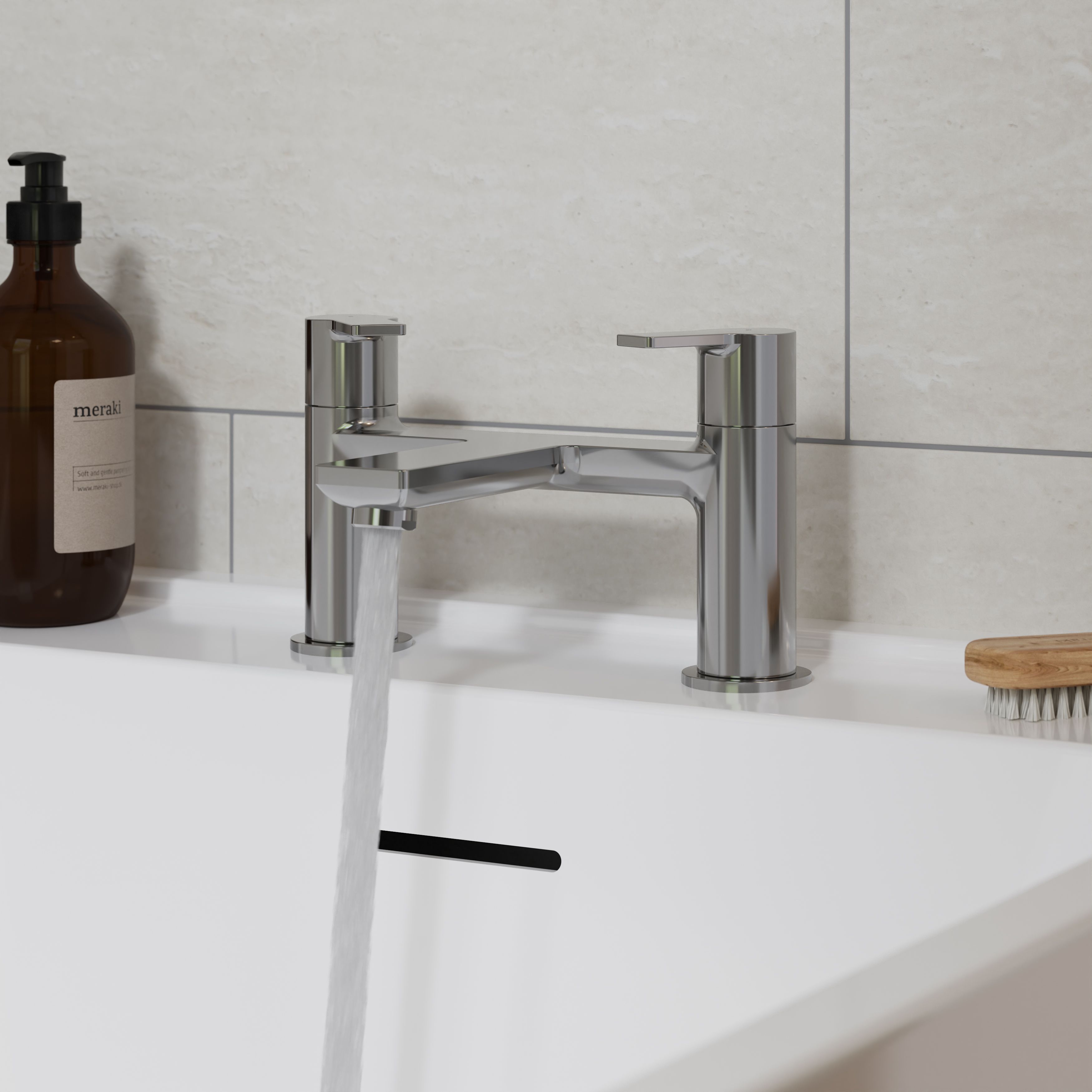 GoodHome Akita Gloss Chrome effect Deck-mounted Manual Single Bath Filler Tap - 7