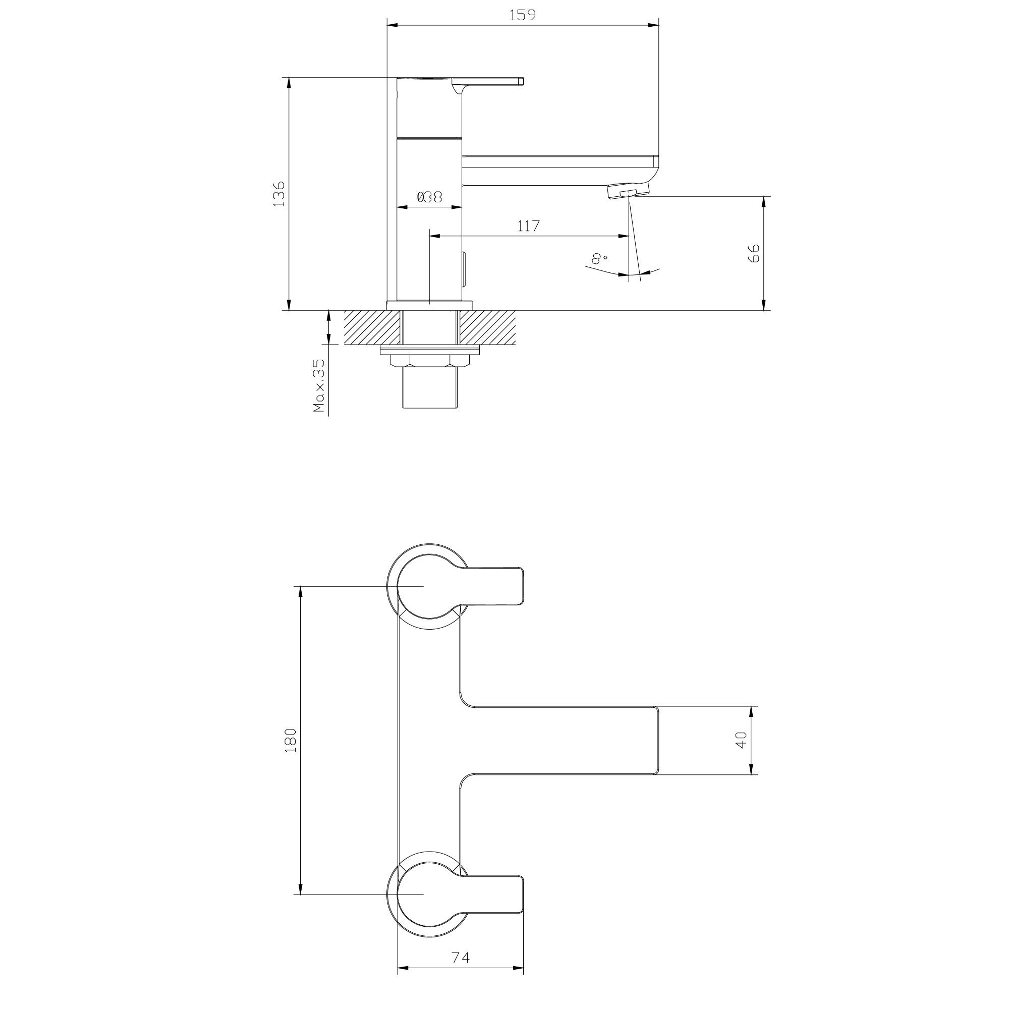 GoodHome Akita Matt Black Deck-mounted Manual Single Bath Filler Tap - 5
