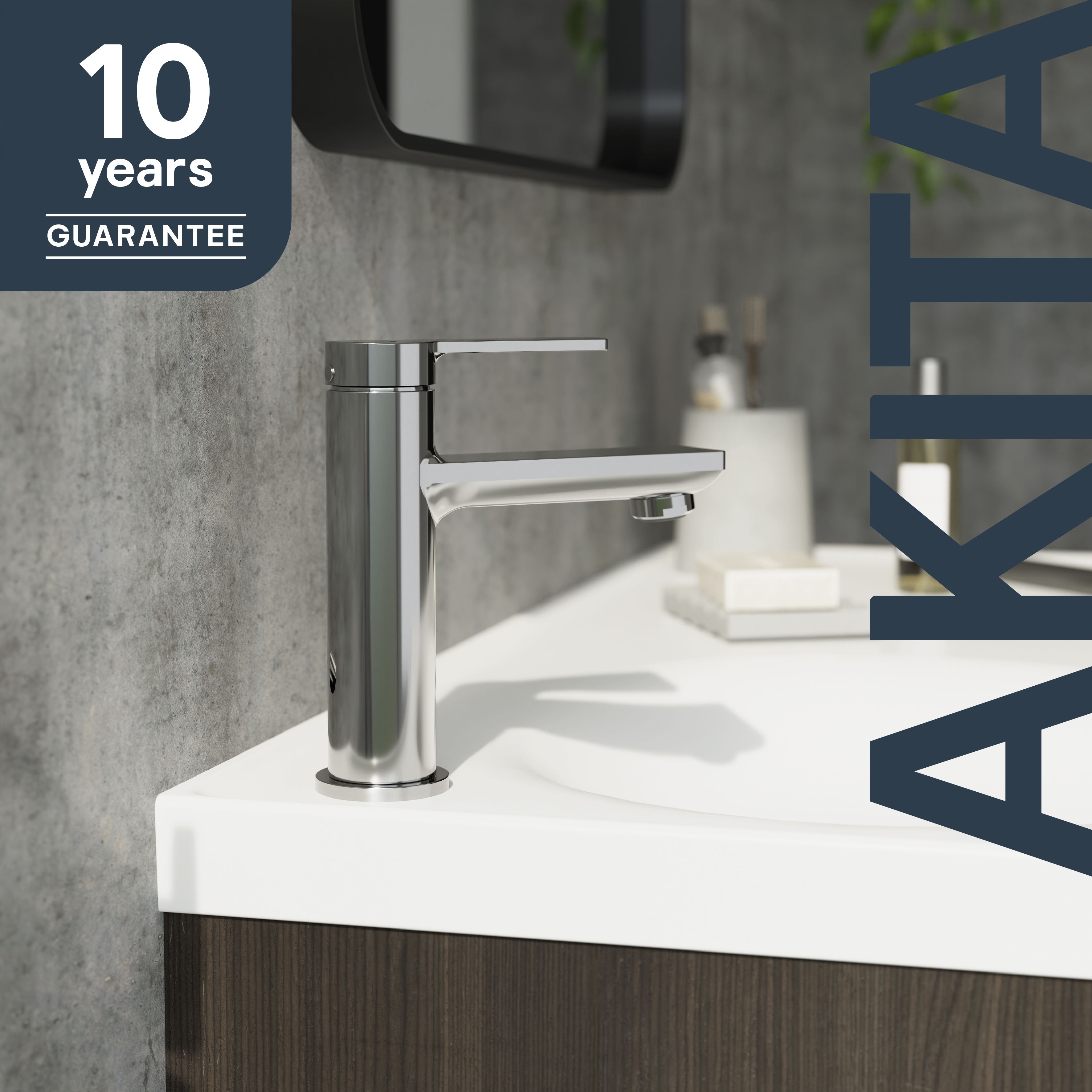 GoodHome Akita Medium Gloss Chrome effect Round Manual Basin Mixer Tap - 12