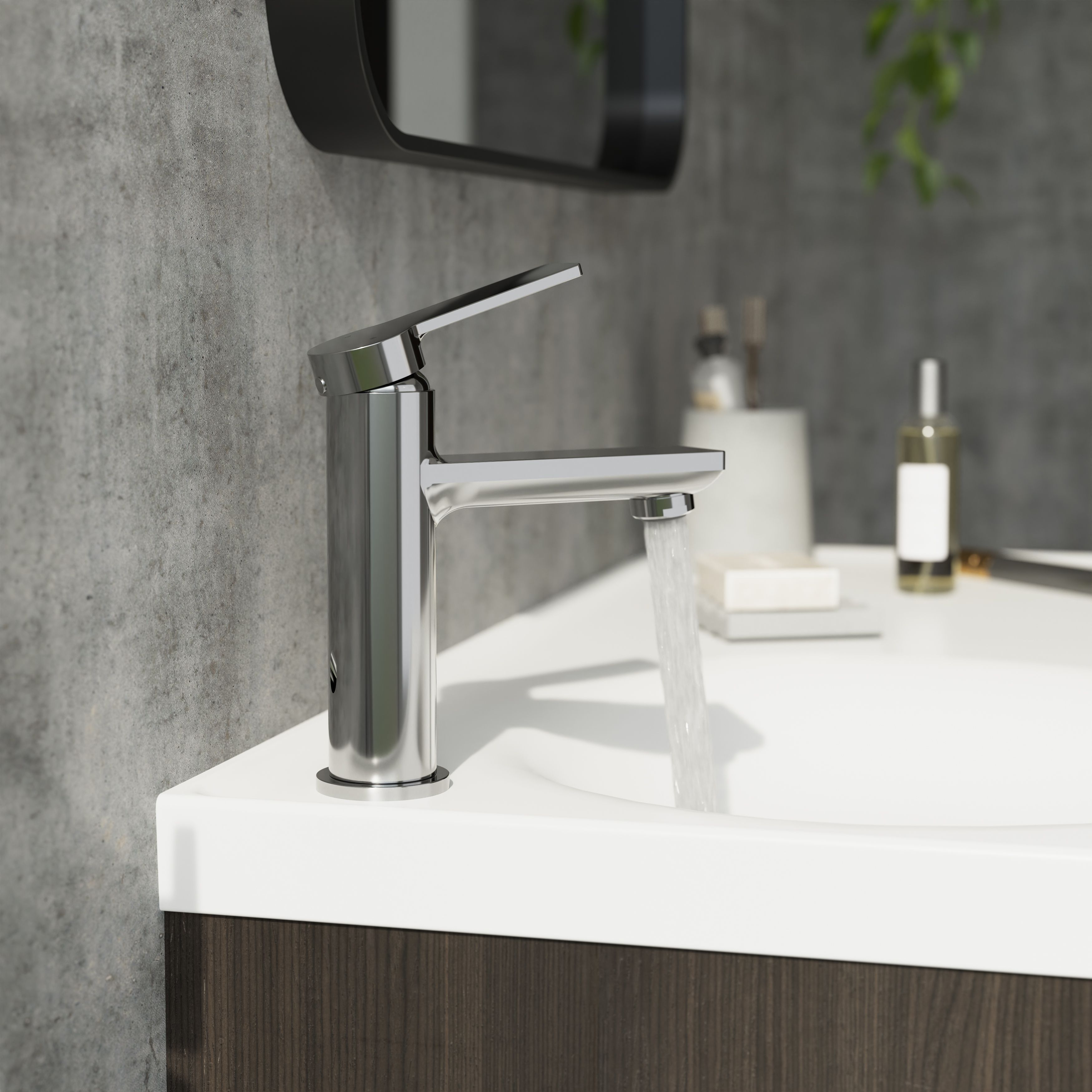 GoodHome Akita Medium Gloss Chrome effect Round Manual Basin Mixer Tap - 11