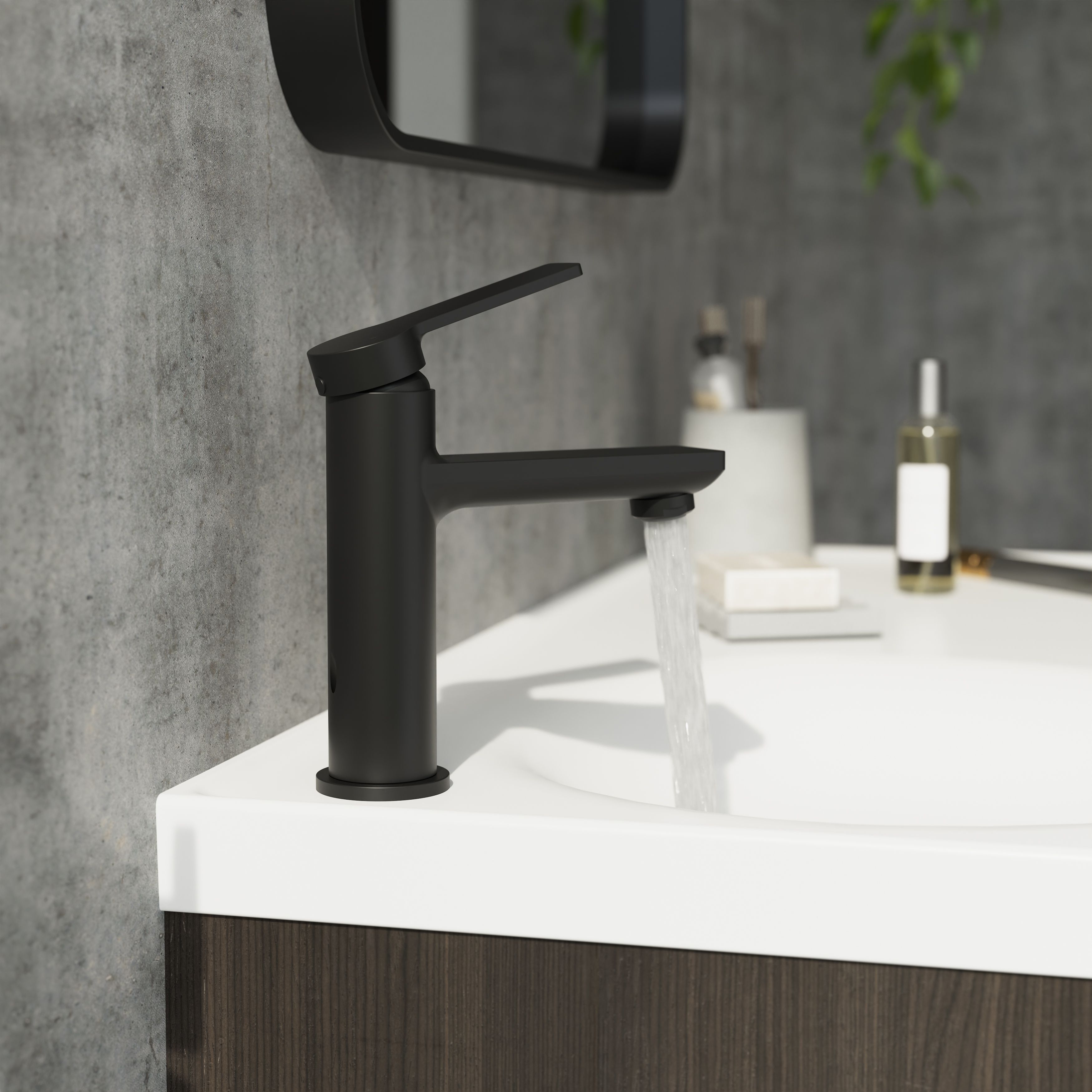 GoodHome Akita Medium Matt Black Round Manual Basin Mixer Tap - 11