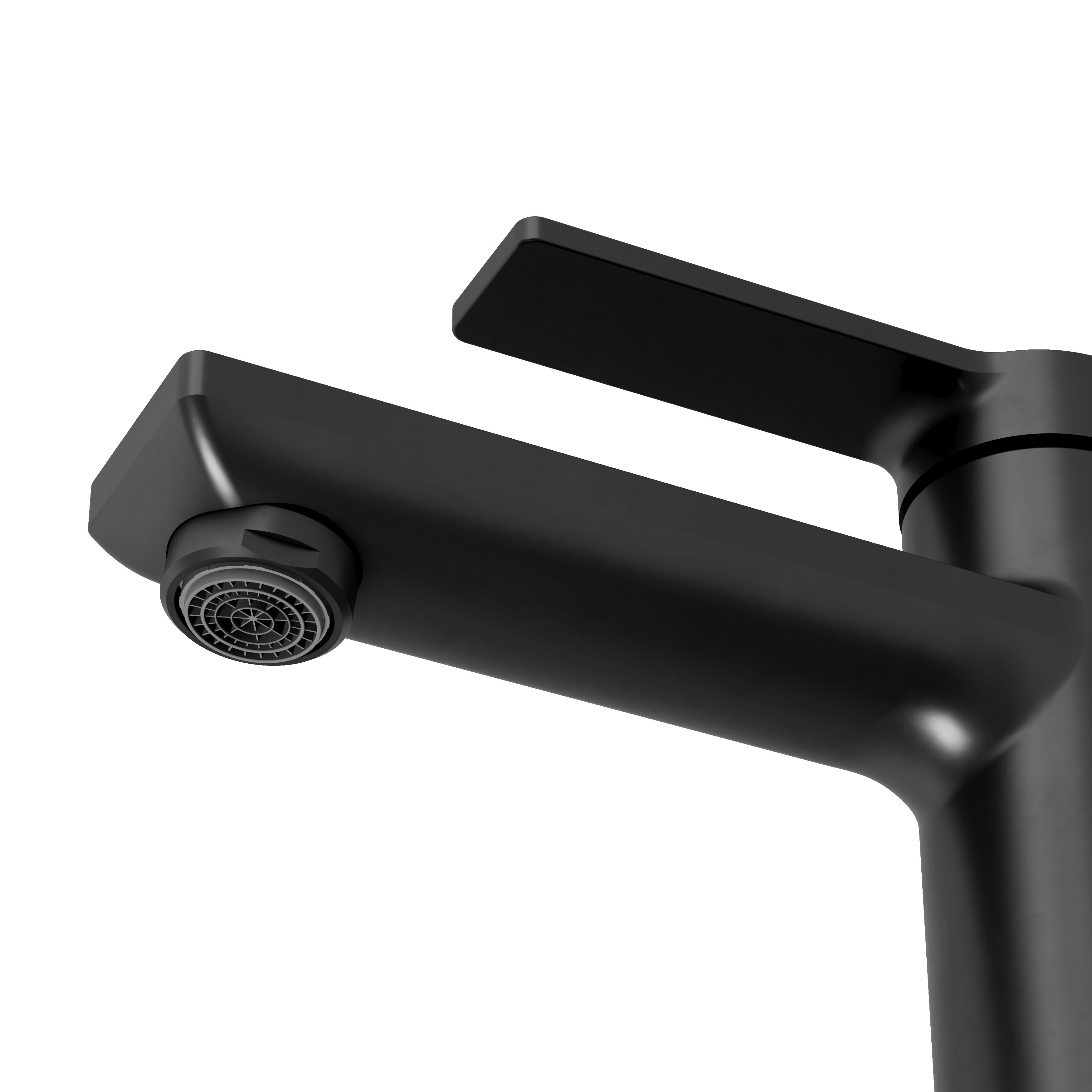 GoodHome Akita Medium Matt Black Round Manual Basin Mixer Tap - 6