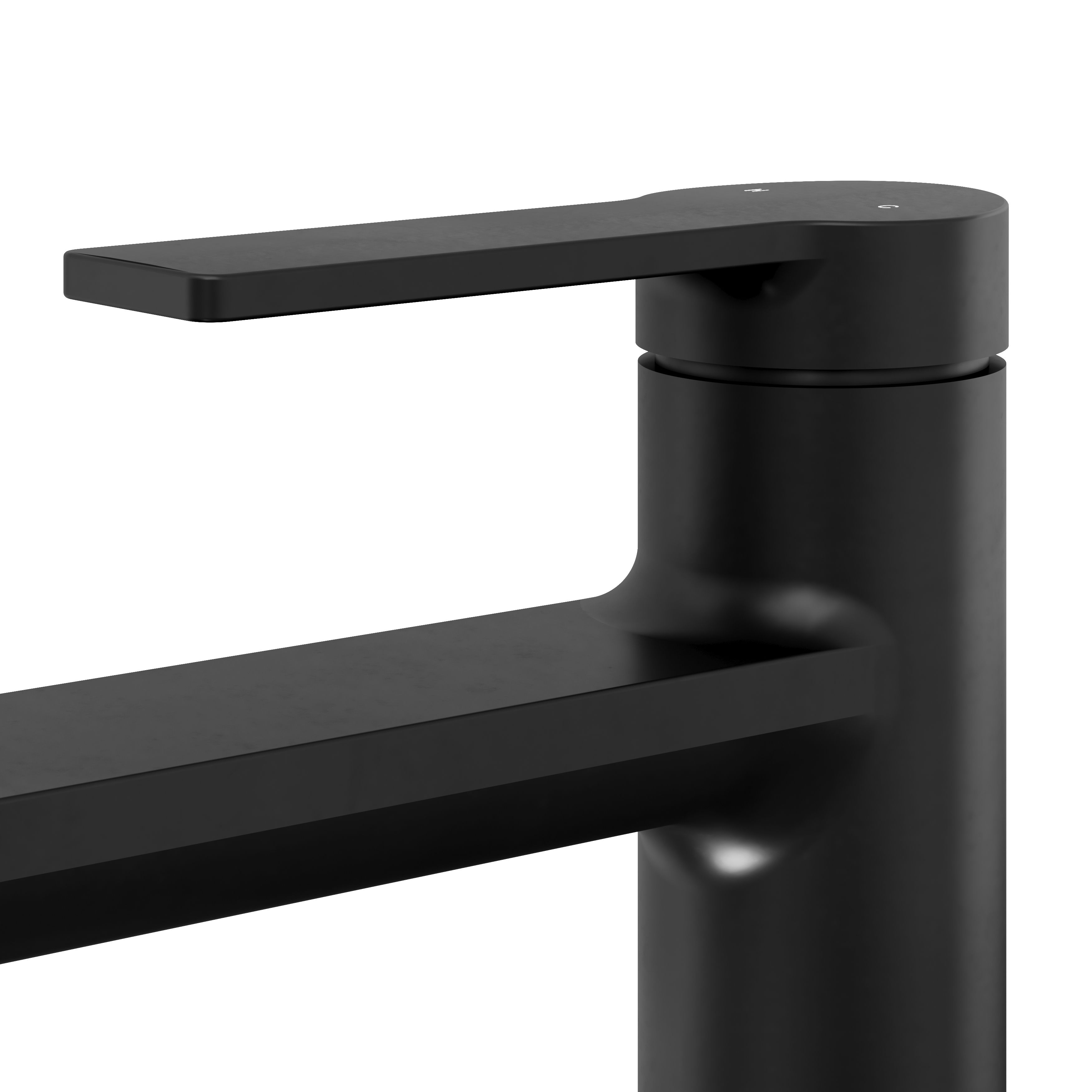 GoodHome Akita Medium Matt Black Round Manual Basin Mixer Tap - 7