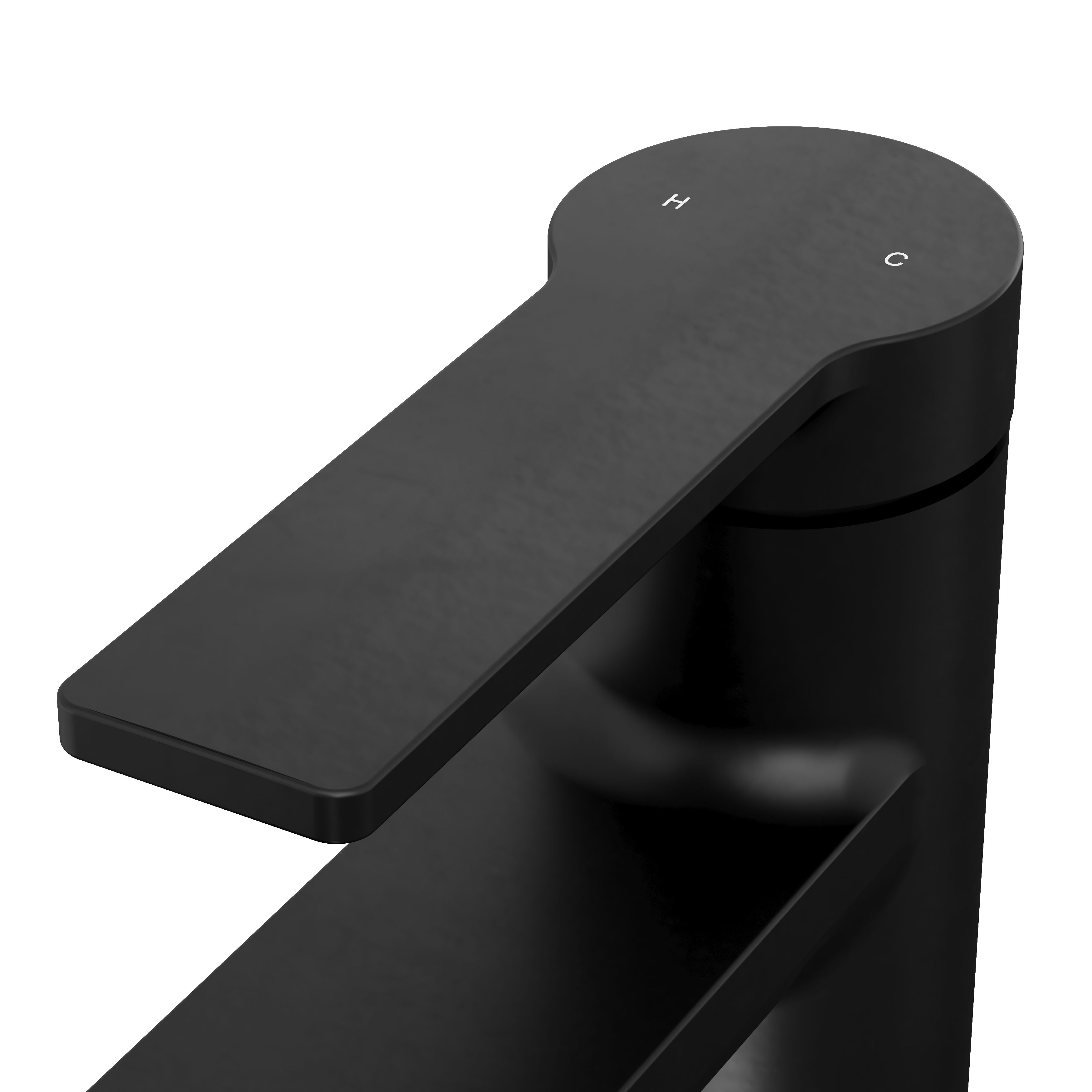 GoodHome Akita Medium Matt Black Round Manual Basin Mixer Tap - 8