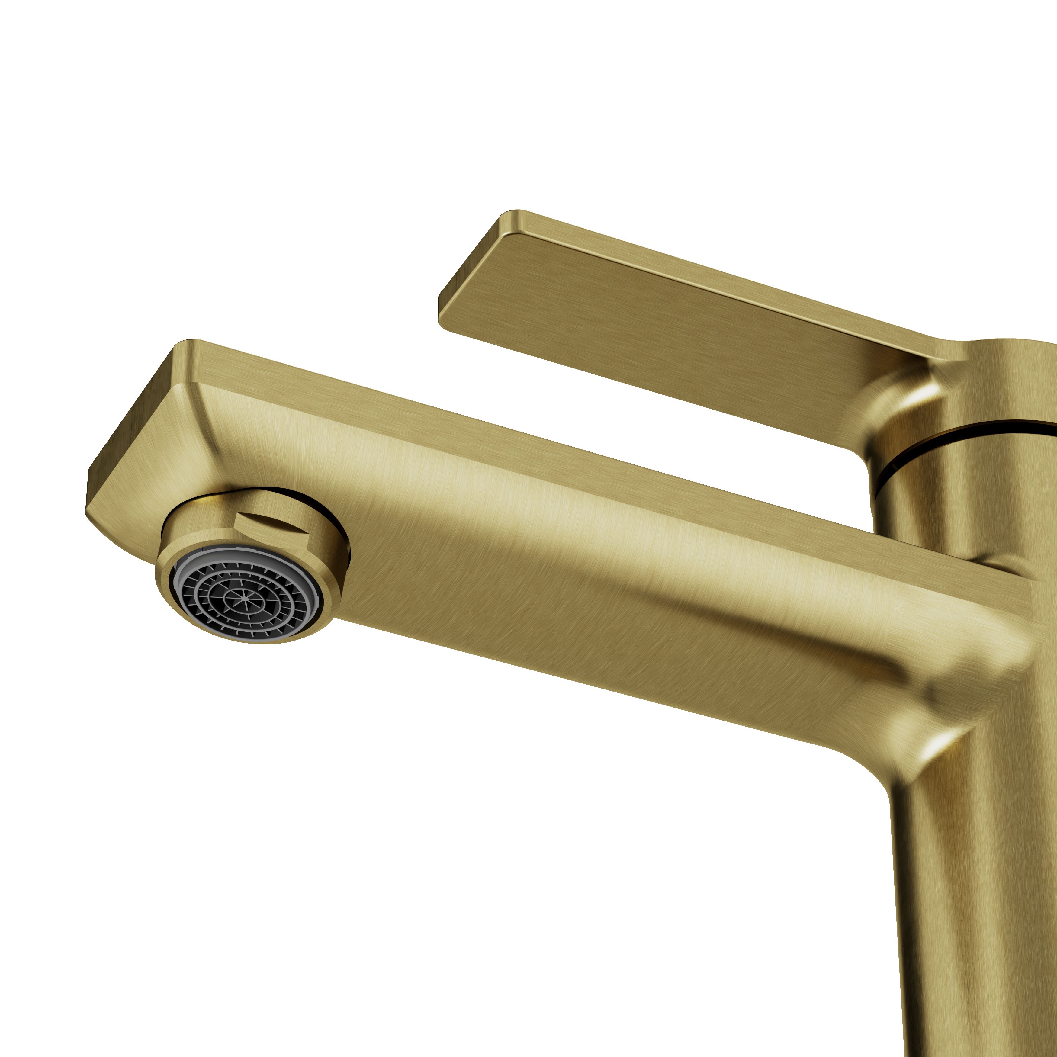 GoodHome Akita Medium Satin Brass effect Round Manual Basin Mixer Tap - 6
