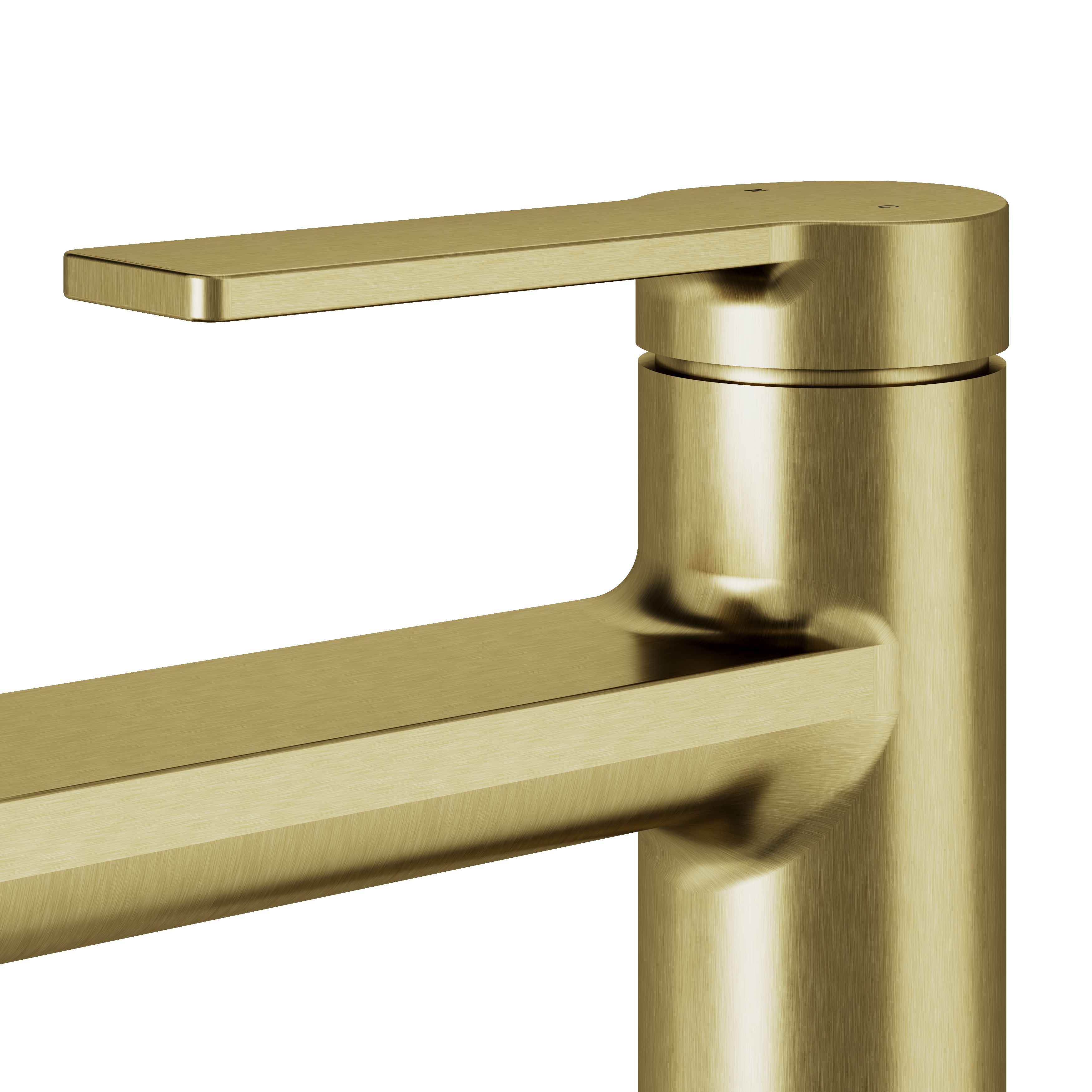 GoodHome Akita Medium Satin Brass effect Round Manual Basin Mixer Tap - 7