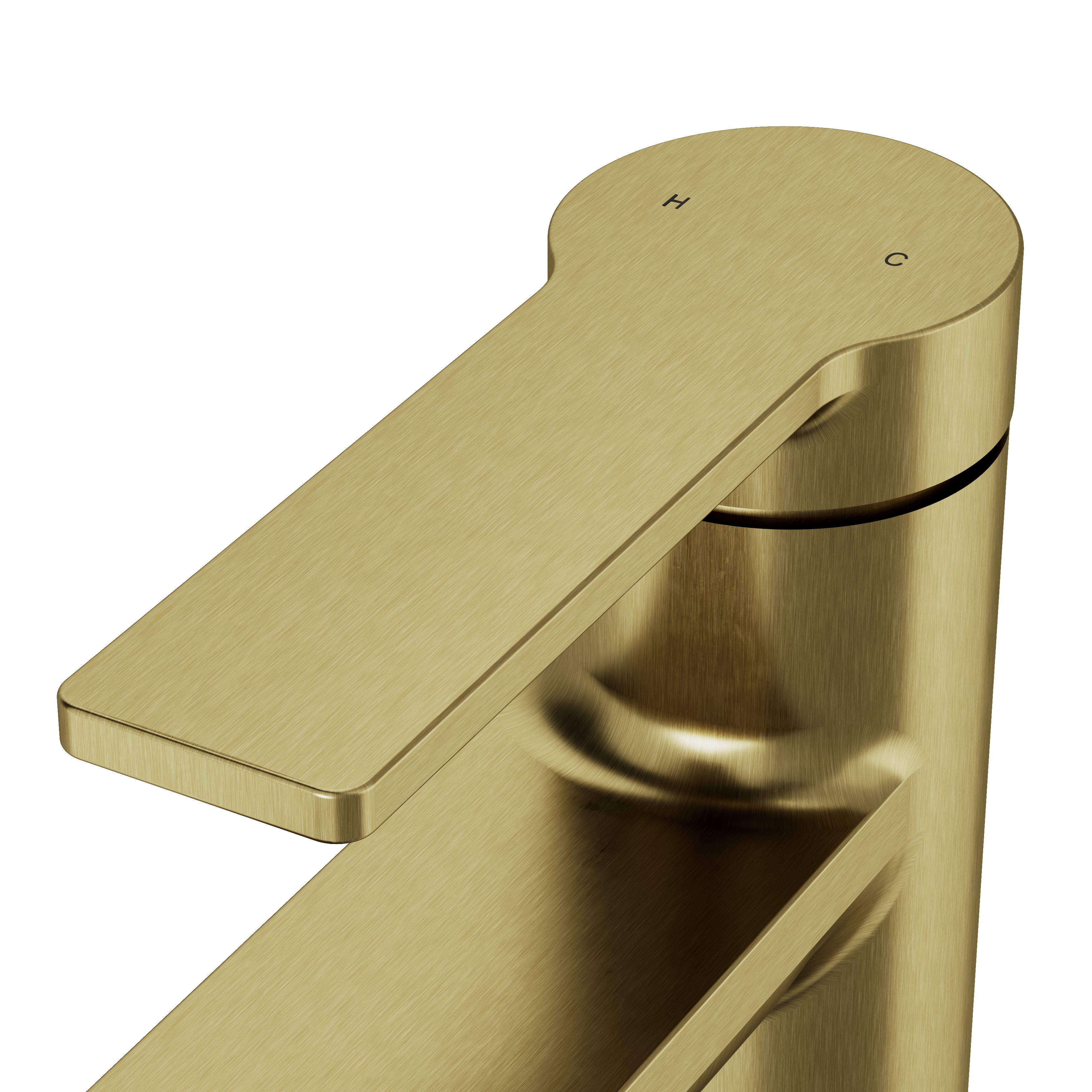 GoodHome Akita Medium Satin Brass effect Round Manual Basin Mixer Tap - 8