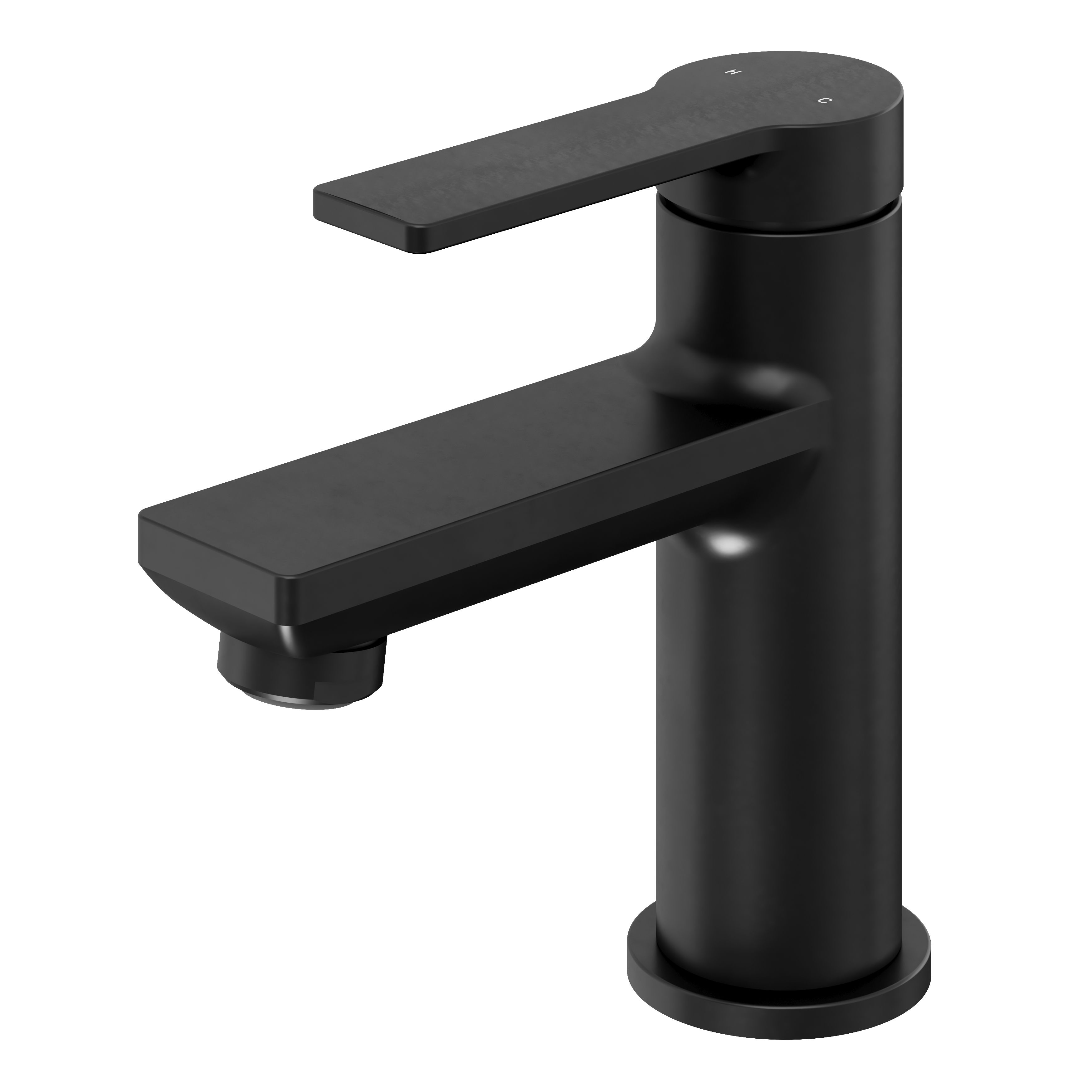 GoodHome Akita Mini Matt Black Round Manual Washbasin Mixer Tap