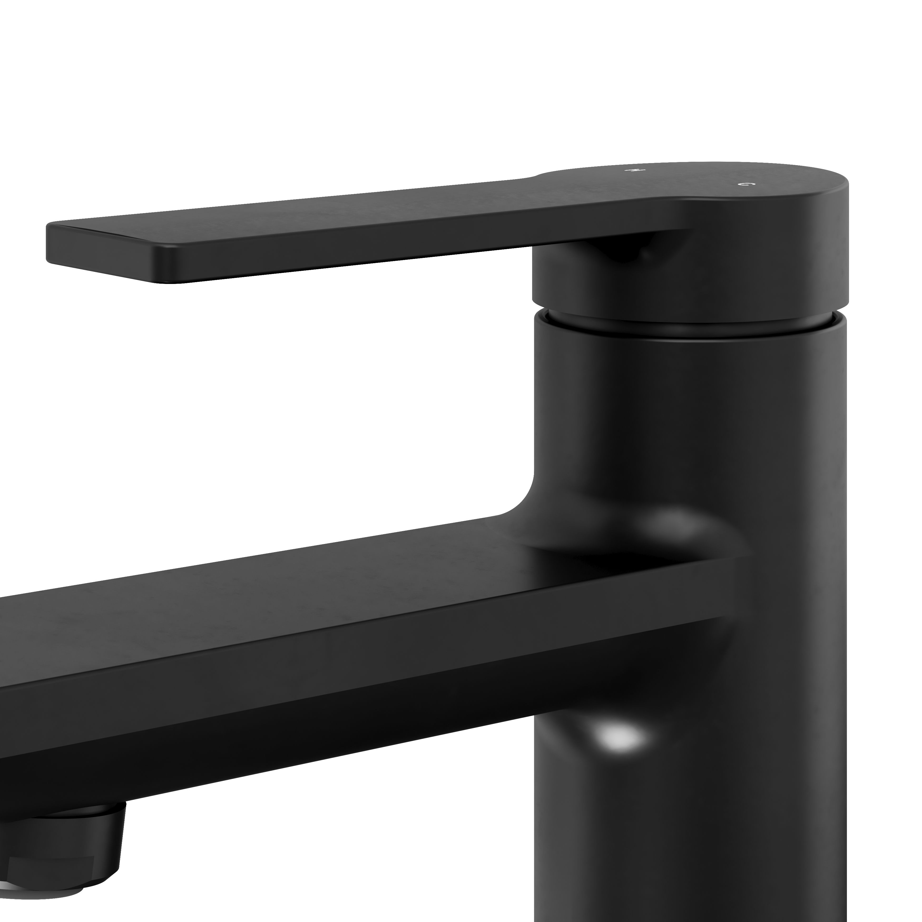 GoodHome Akita Mini Matt Black Round Manual Washbasin Mixer Tap - 7