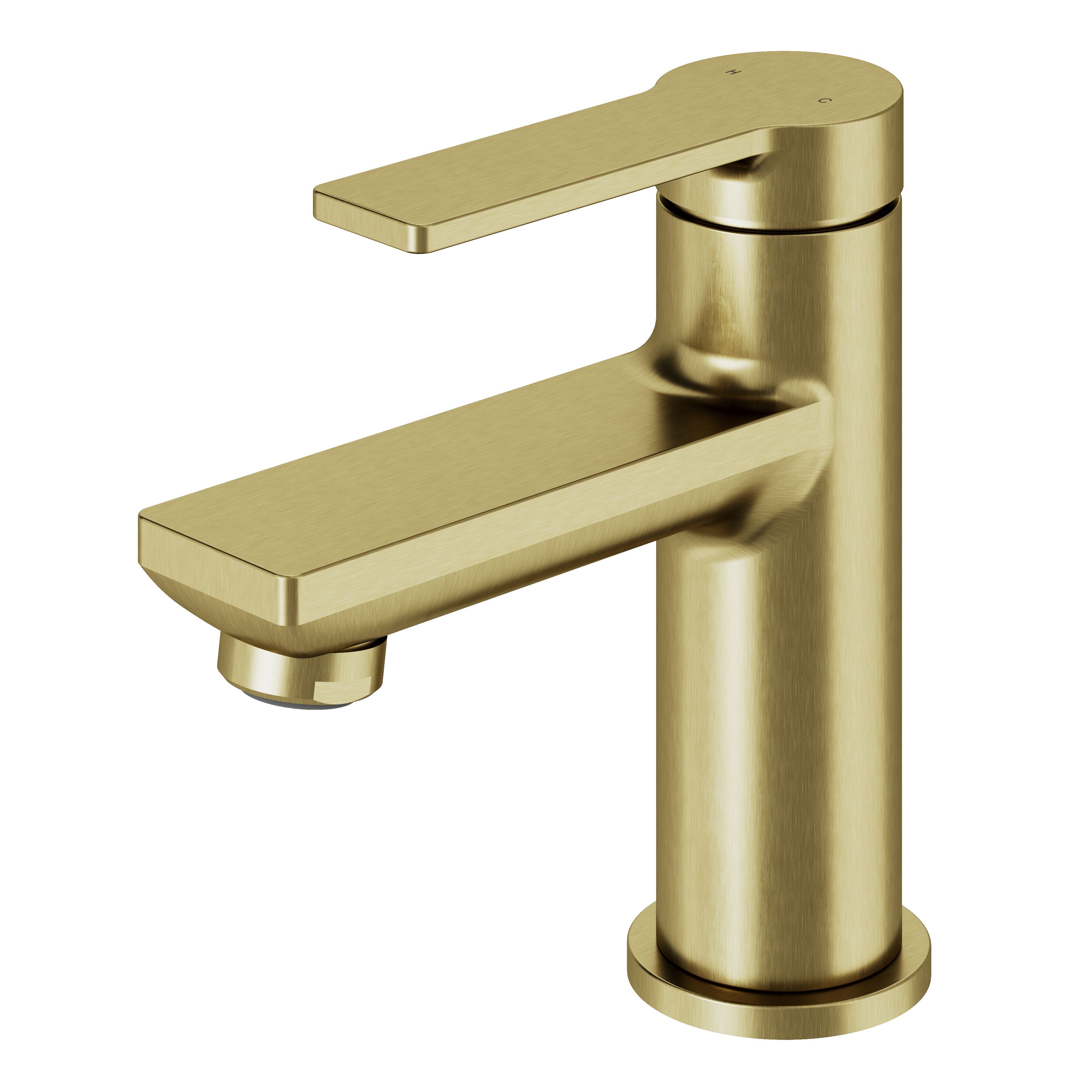 GoodHome Akita Mini Satin Brass effect Round Basin Mixer Tap