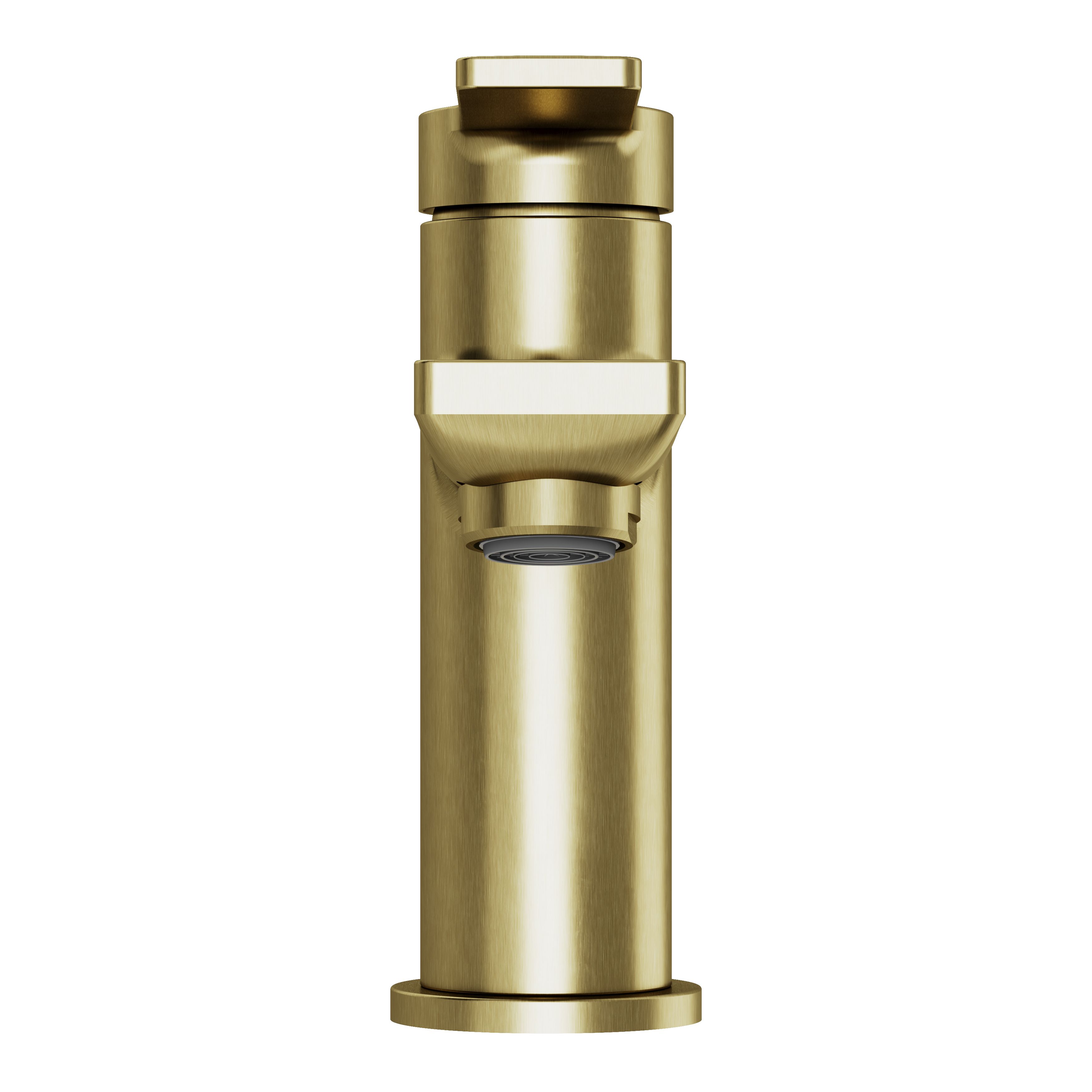 GoodHome Akita Mini Satin Brass effect Round Manual Basin Mixer Tap - 3