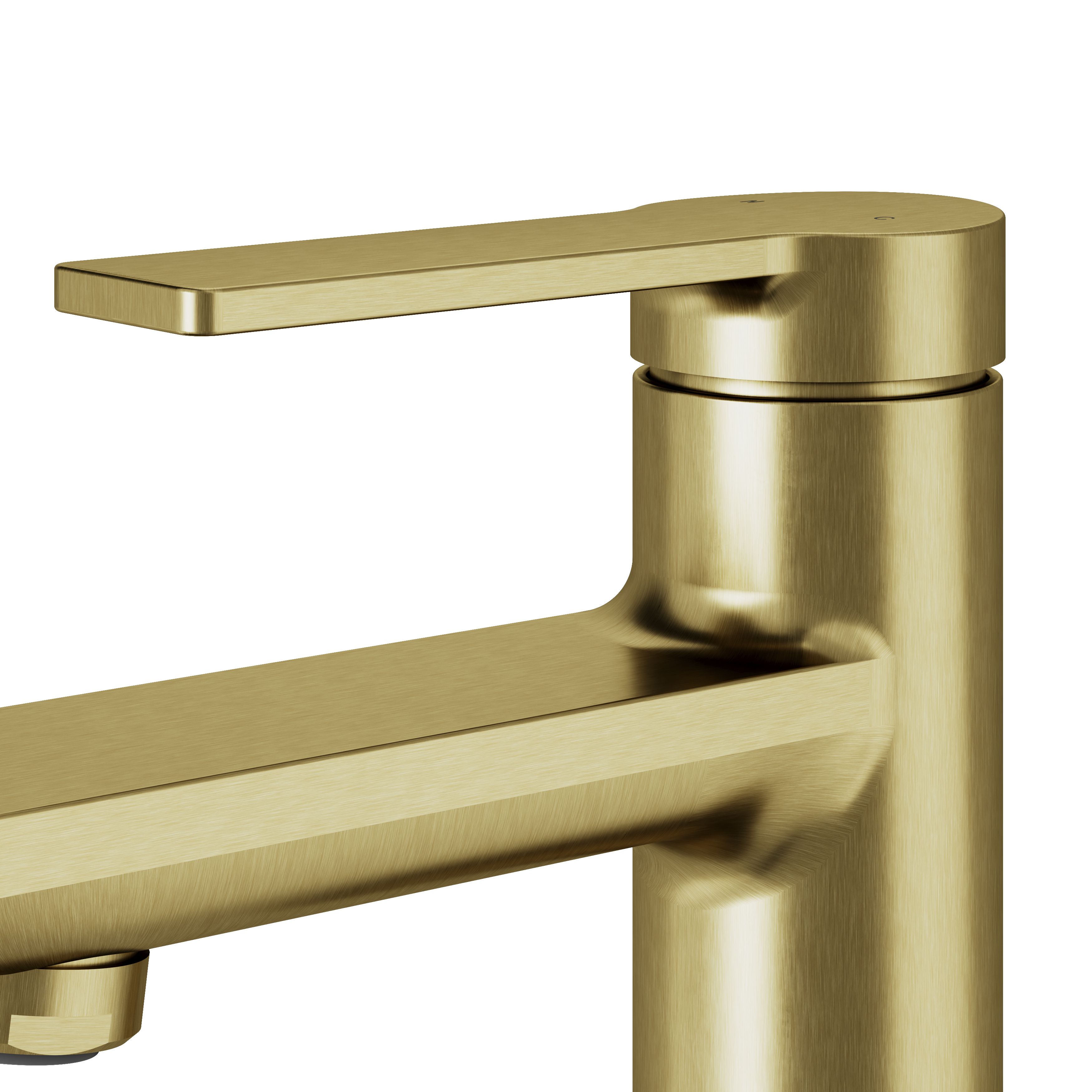GoodHome Akita Mini Satin Brass effect Round Manual Basin Mixer Tap - 7
