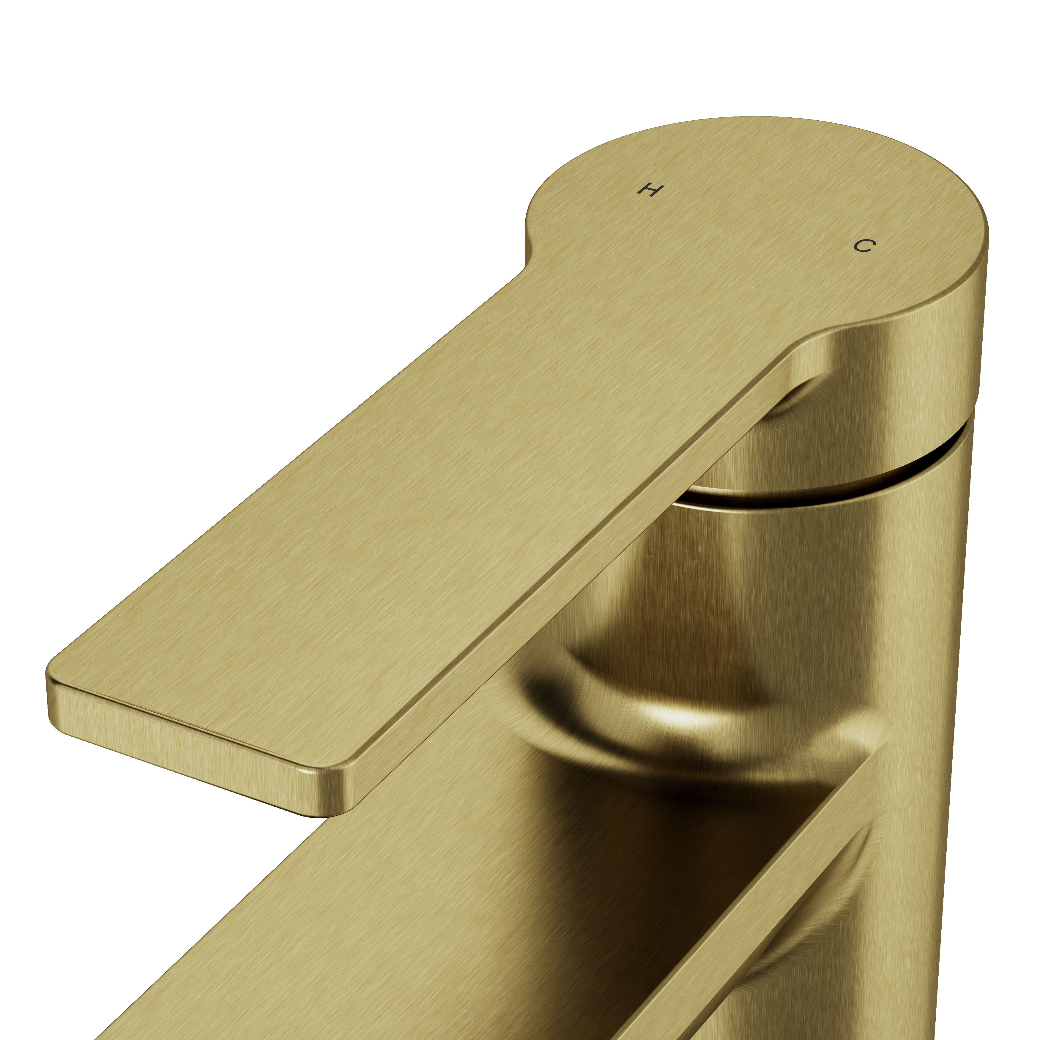 GoodHome Akita Mini Satin Brass effect Round Manual Basin Mixer Tap - 8