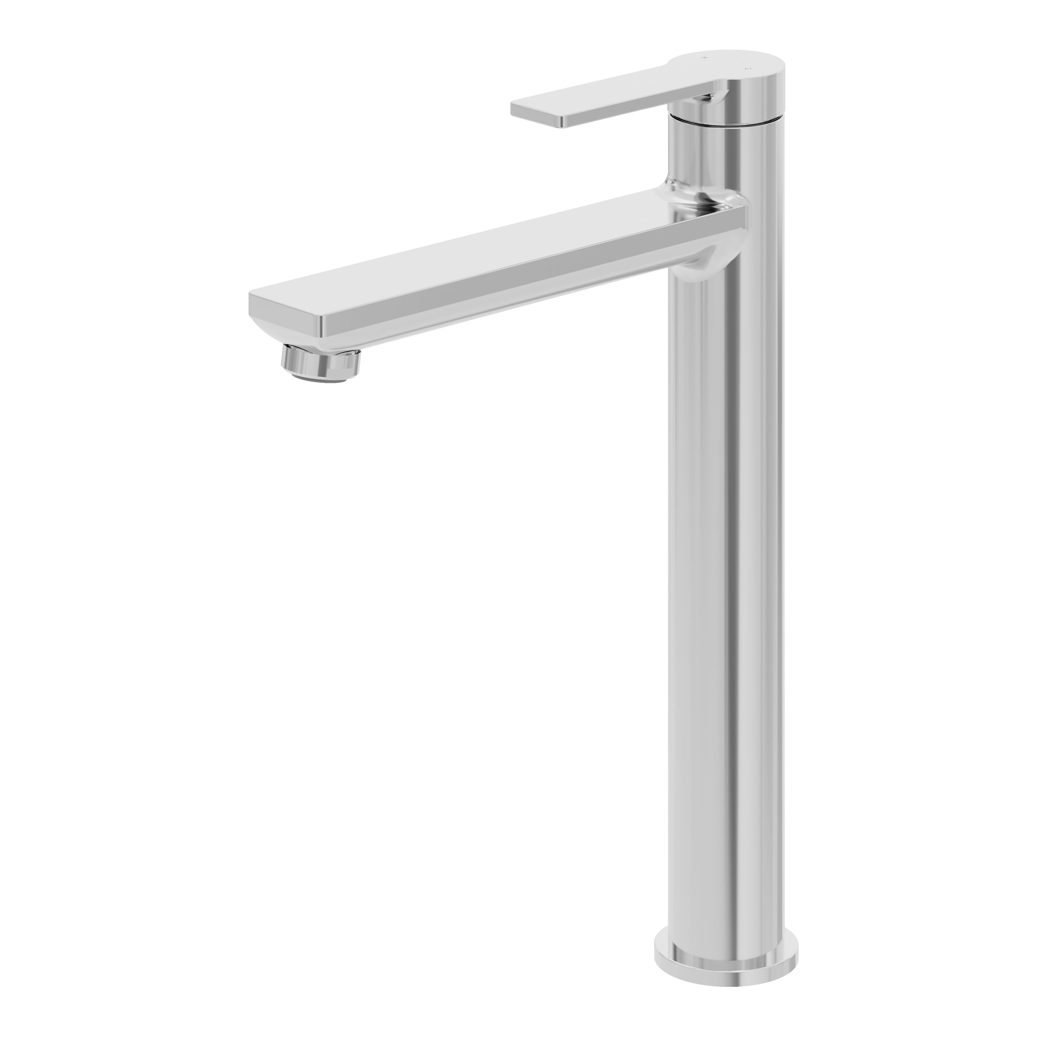 GoodHome Akita Tall Gloss Chrome effect Round Deck-mounted Manual Basin Mixer Tap