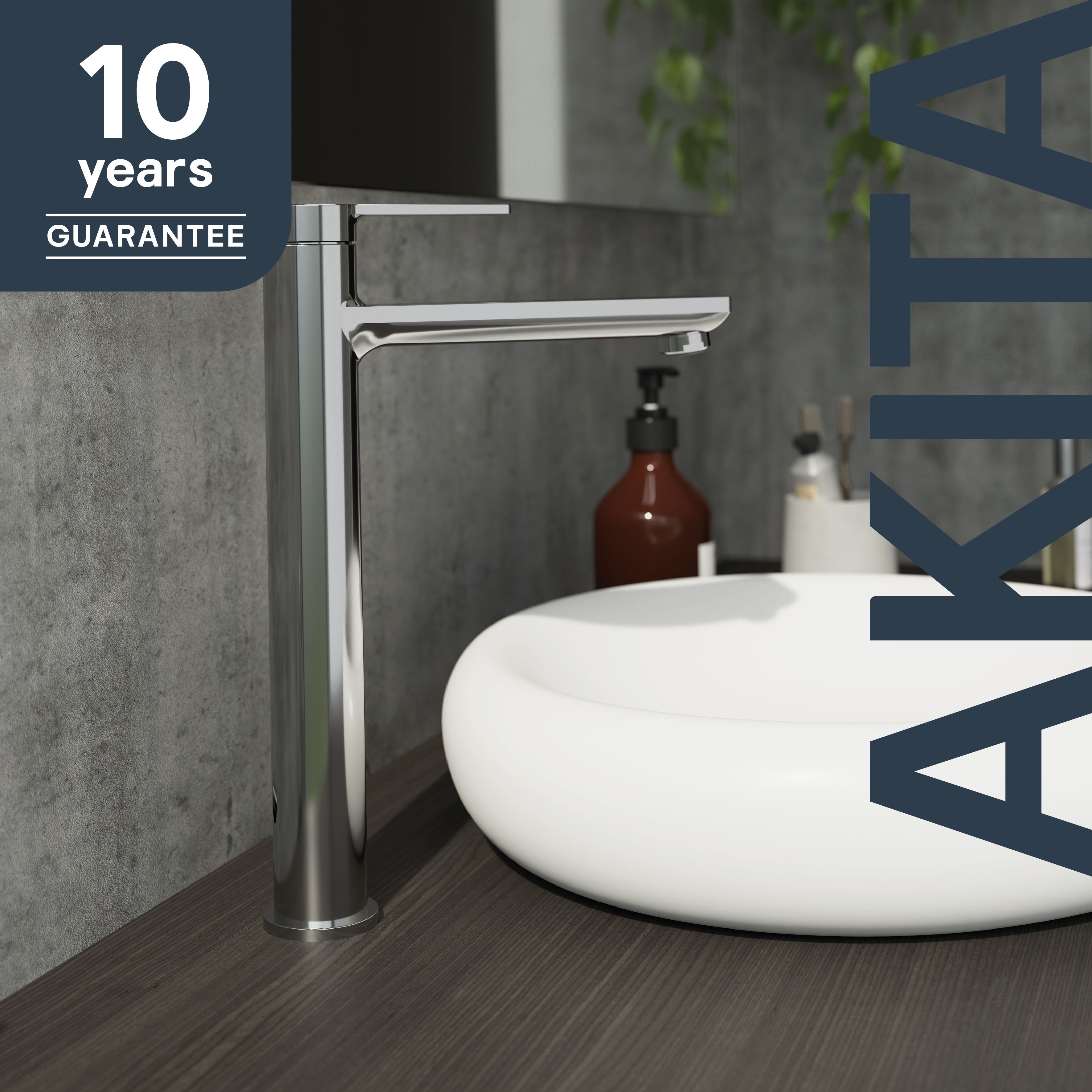 GoodHome Akita Tall Gloss Chrome effect Round Deck-mounted Manual Basin Mixer Tap - 10