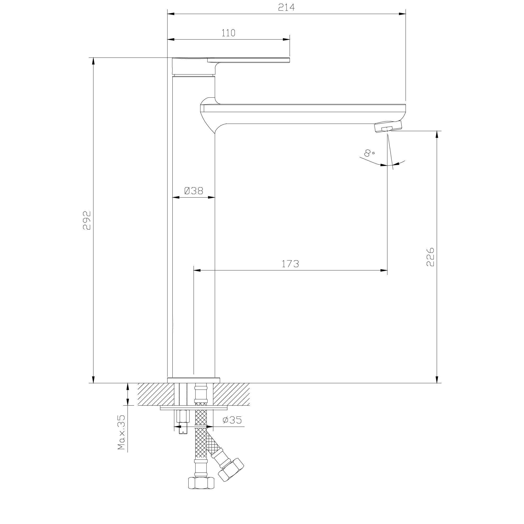 GoodHome Akita Tall Gloss Chrome effect Round Deck-mounted Manual Basin Mixer Tap - 7
