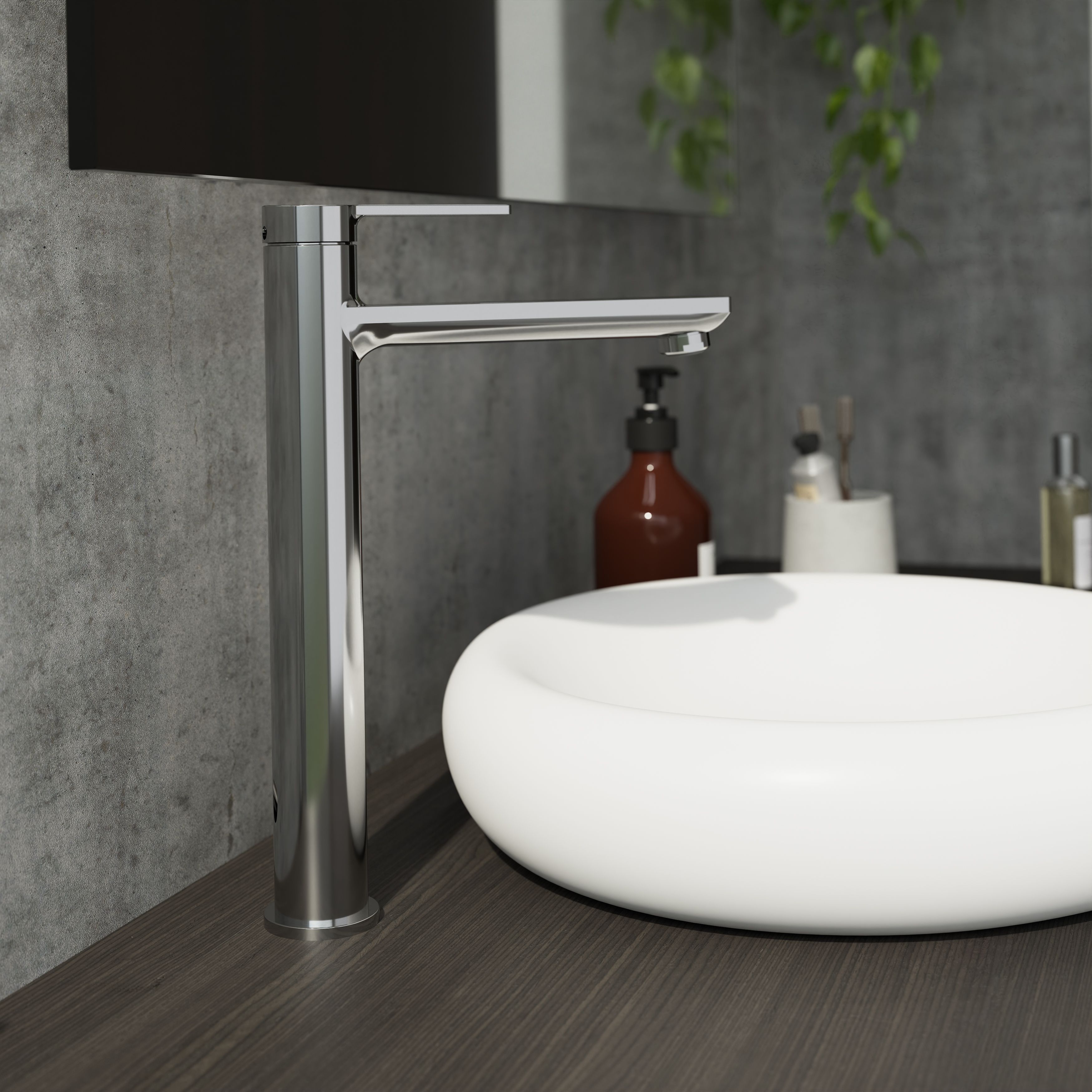 GoodHome Akita Tall Gloss Chrome effect Round Manual Basin Mixer Tap - 9