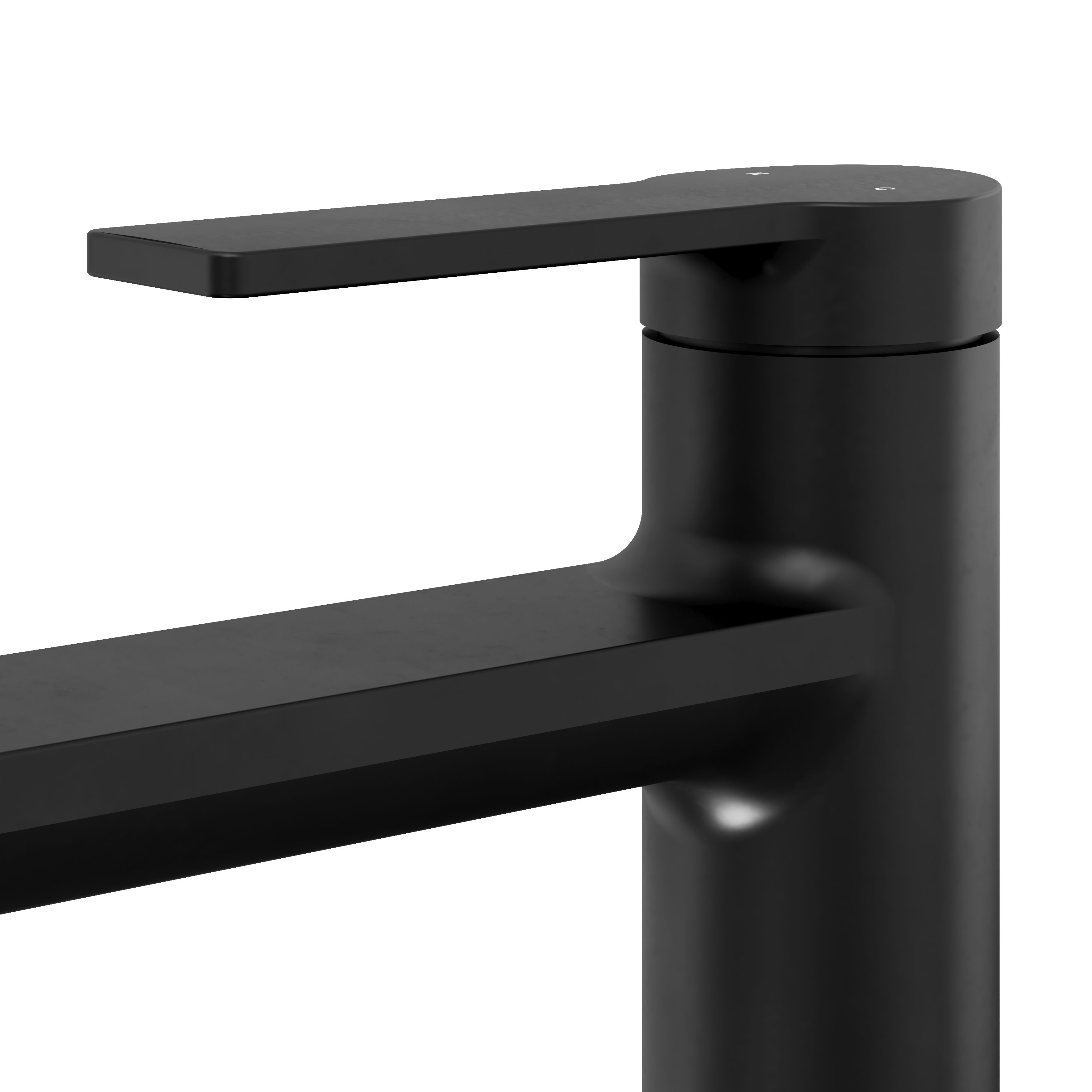 GoodHome Akita Tall Matt Black Round Deck-mounted Manual Basin Mixer Tap - 5