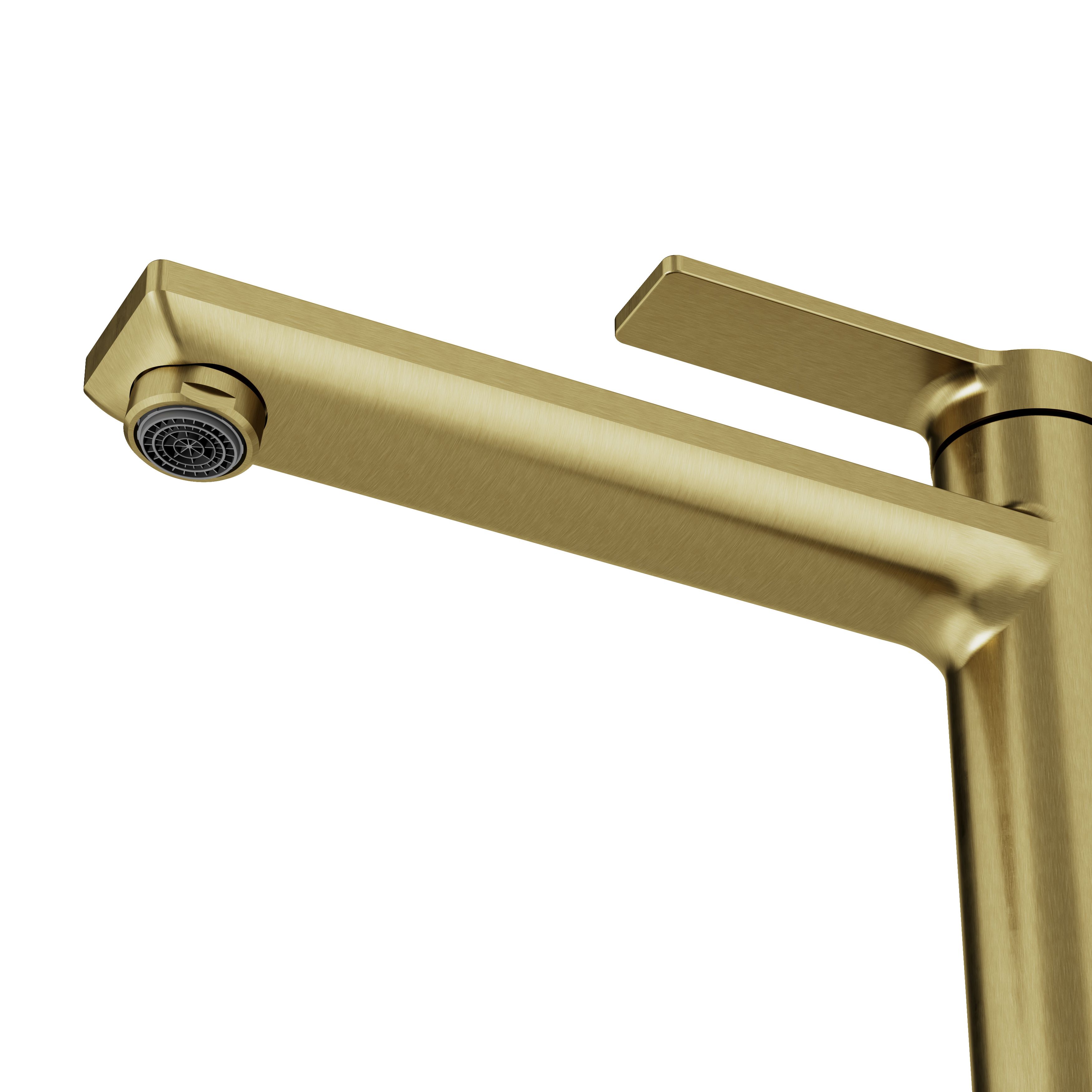 GoodHome Akita Tall Satin Brass effect Round Deck-mounted Manual Basin Mixer Tap - 4