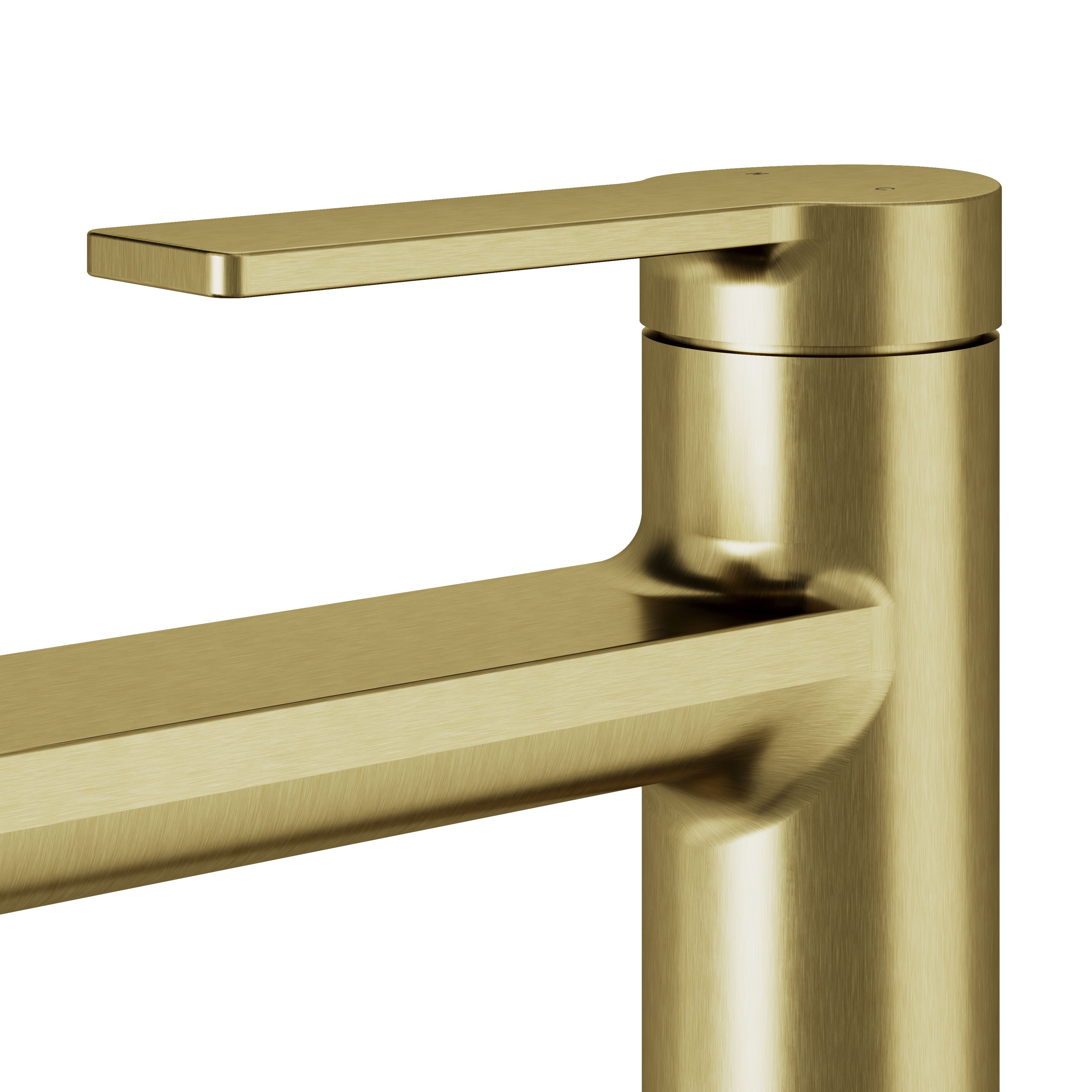 GoodHome Akita Tall Satin Brass effect Round Deck-mounted Manual Basin Mixer Tap - 5