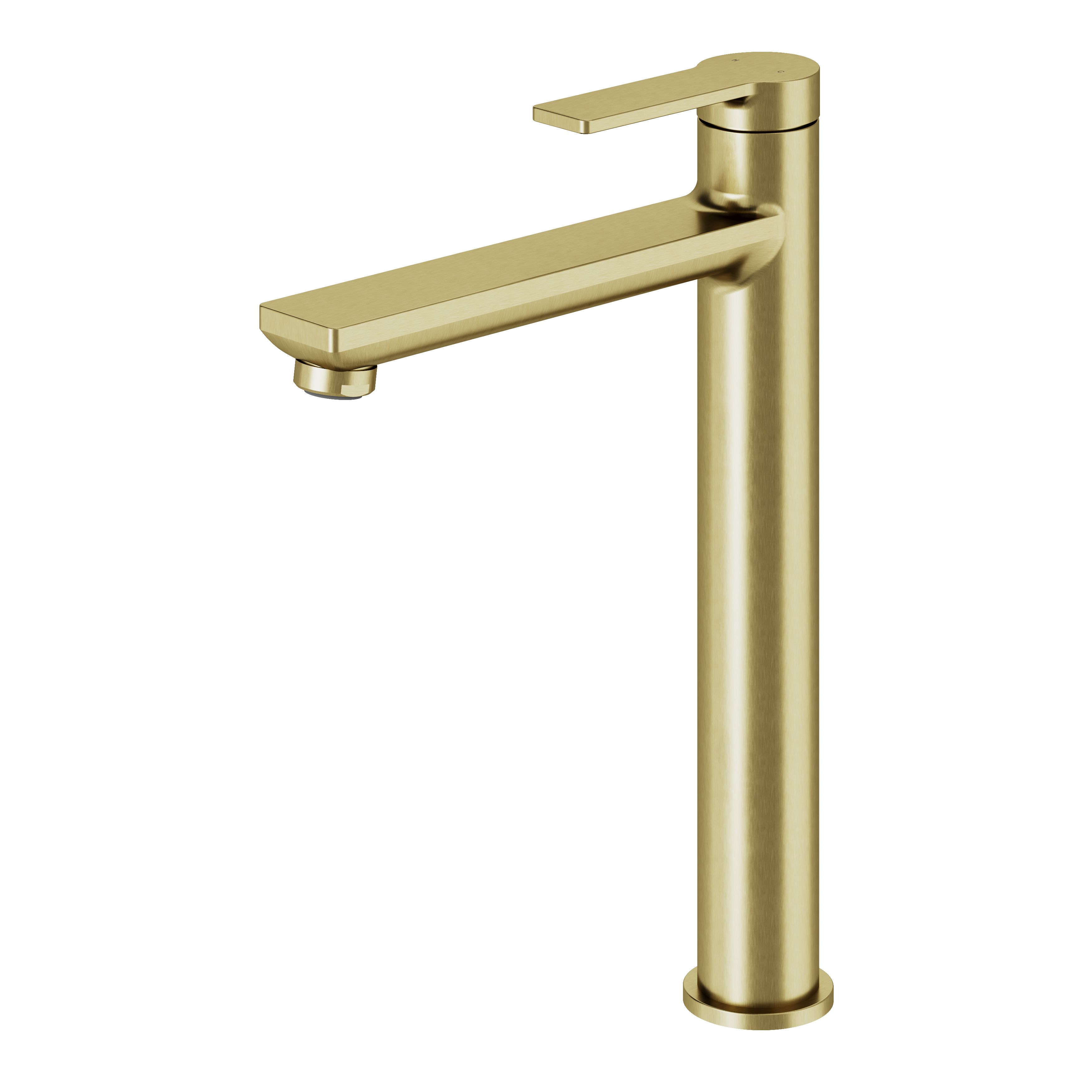 GoodHome Akita Tall Satin Brass effect Round Manual Basin Mixer Tap